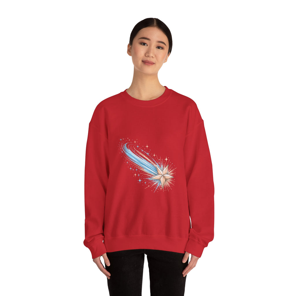 Matching Couple Sweatshirt - Shooting Star & North Star Matching Couple Premium Fleece Sweatshirt Hand-Drawn Art His Hers Anniversary Gift - Design A