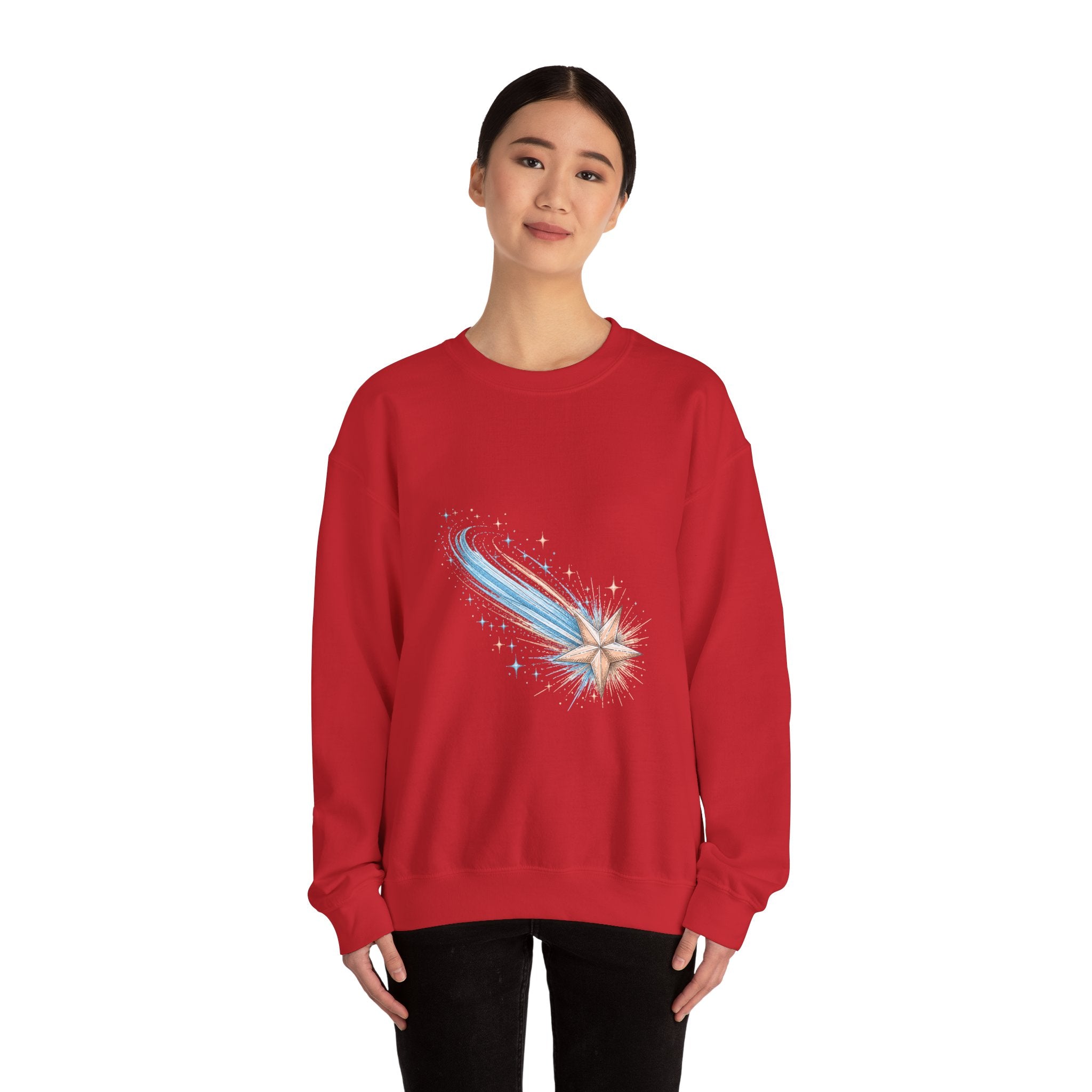 Matching Couple Sweatshirt - Shooting Star & North Star Matching Couple Premium Fleece Sweatshirt Hand-Drawn Art His Hers Anniversary Gift - Design A