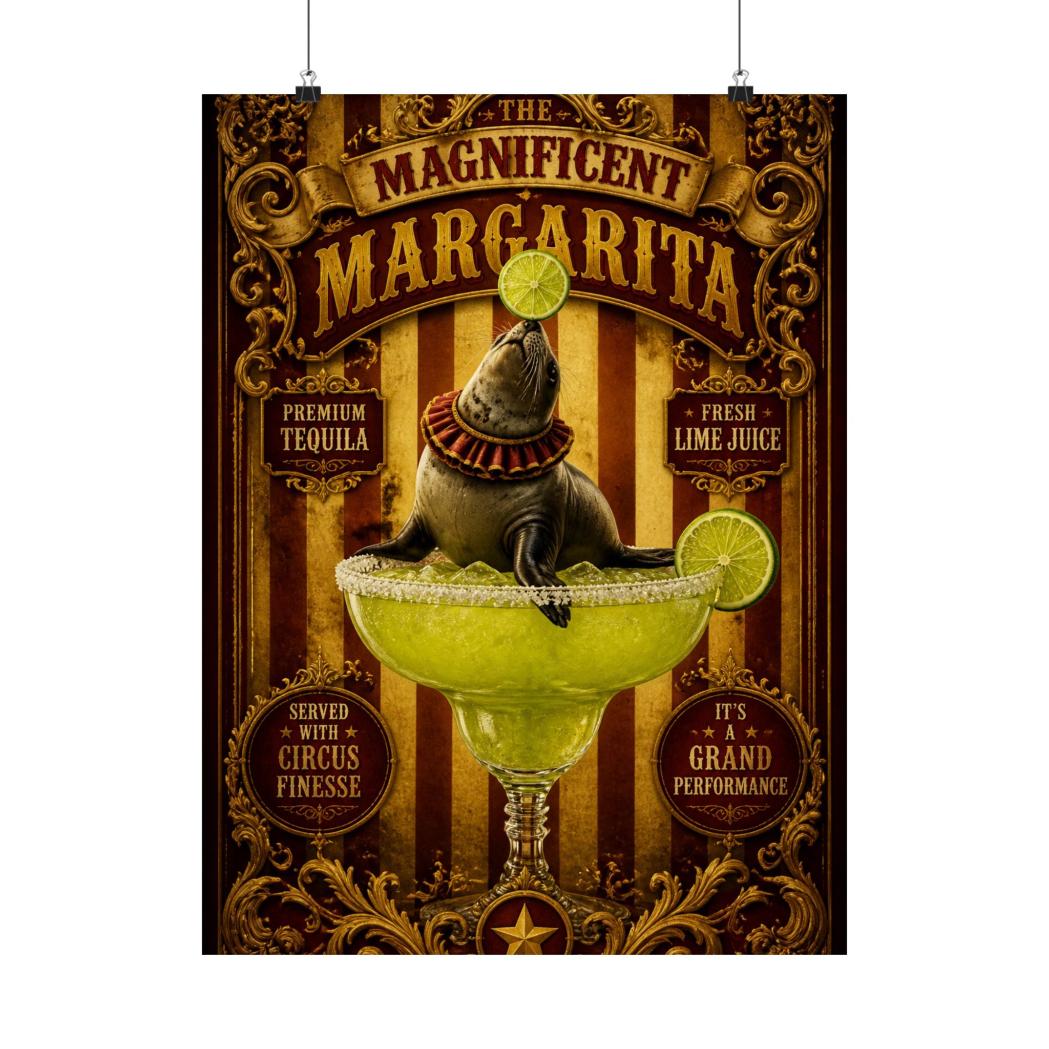 Margarita Balancing Seal Wall Art Poster 24×36 Baroque Studio Decor Maximalist Print