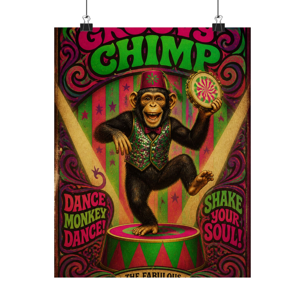 Dancing Monkey Wall Art Poster 24×36 Psychedelic Dining Room Decor Maximalist Print