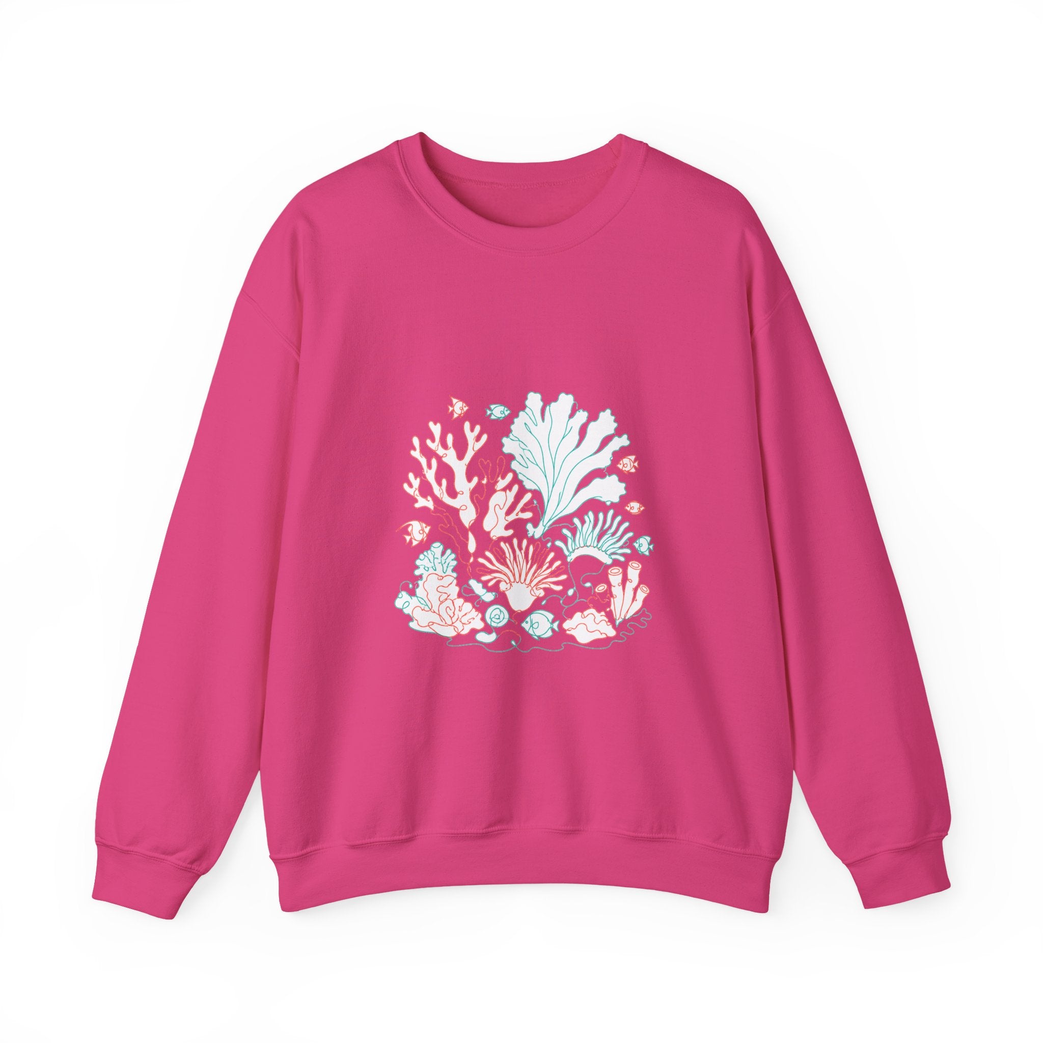 Matching Couple Sweatshirt - Coral Reef & Deep Sea Matching Couple Crewneck Sweatshirt Minimalist Art His Hers Valentine Gift - Design A