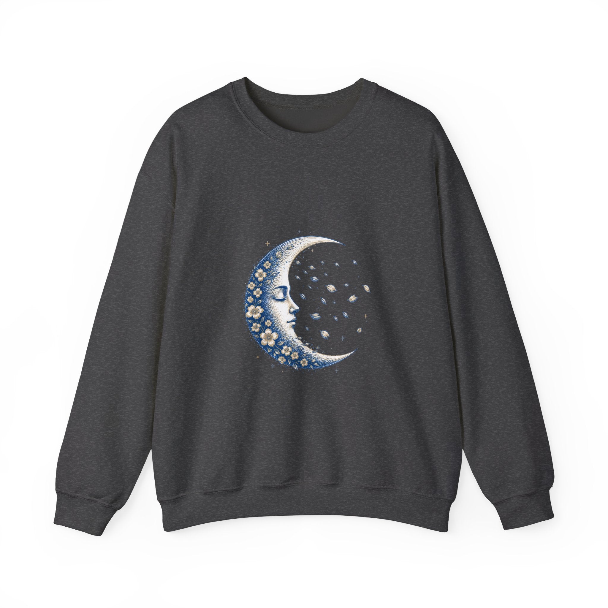 Matching Couple Sweatshirt - Waxing & Waning Moon Matching Couple Crewneck Sweatshirt Hand-Drawn Art His Hers Best Friend Gift - Design B