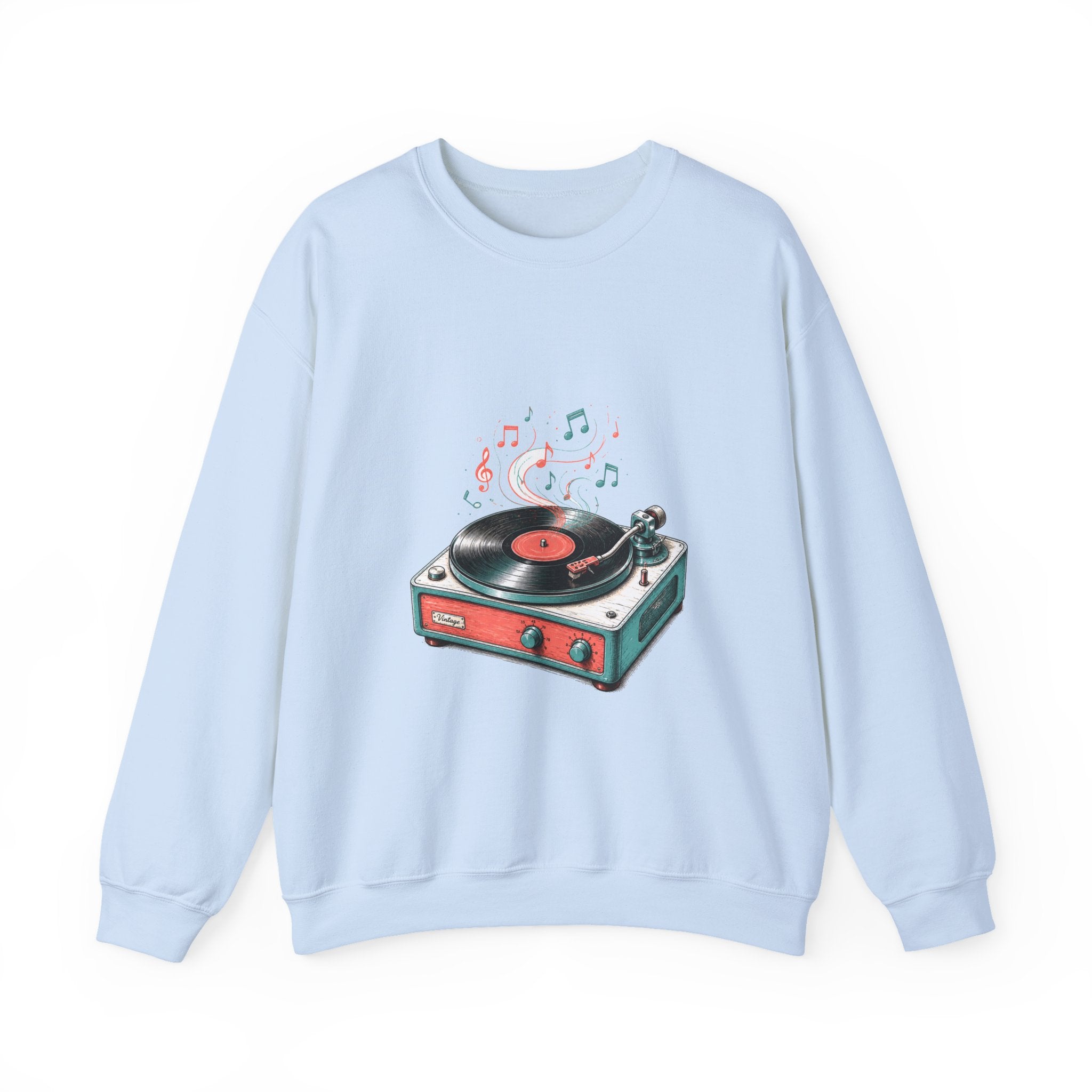 Matching Couple Sweatshirt - Vinyl & Cassette Matching Couple Comfort Colors Crew Hand-Drawn Art His Hers Anniversary Gift - Design A