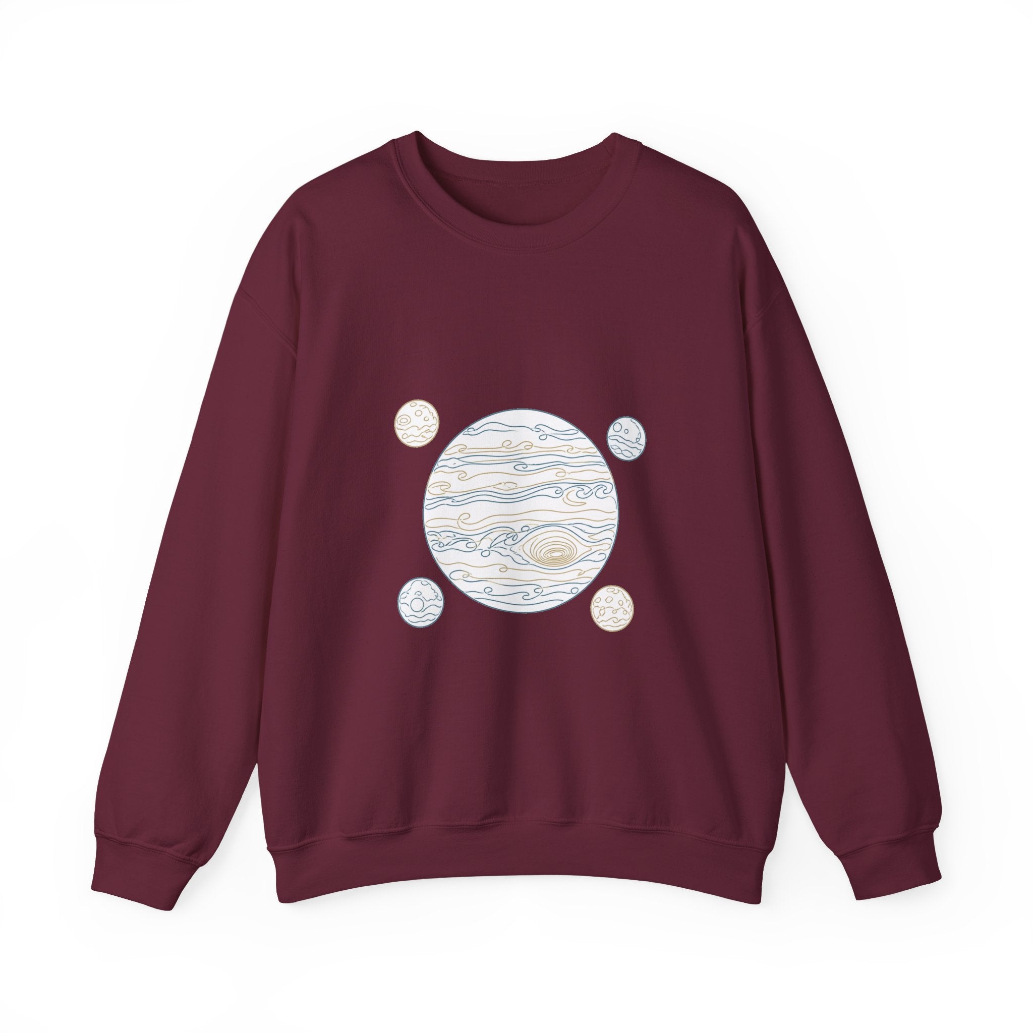 Matching Couple Sweatshirt - Saturn & Jupiter Matching Couple Crewneck Sweatshirt Minimalist Art His Hers Valentine Gift - Design B
