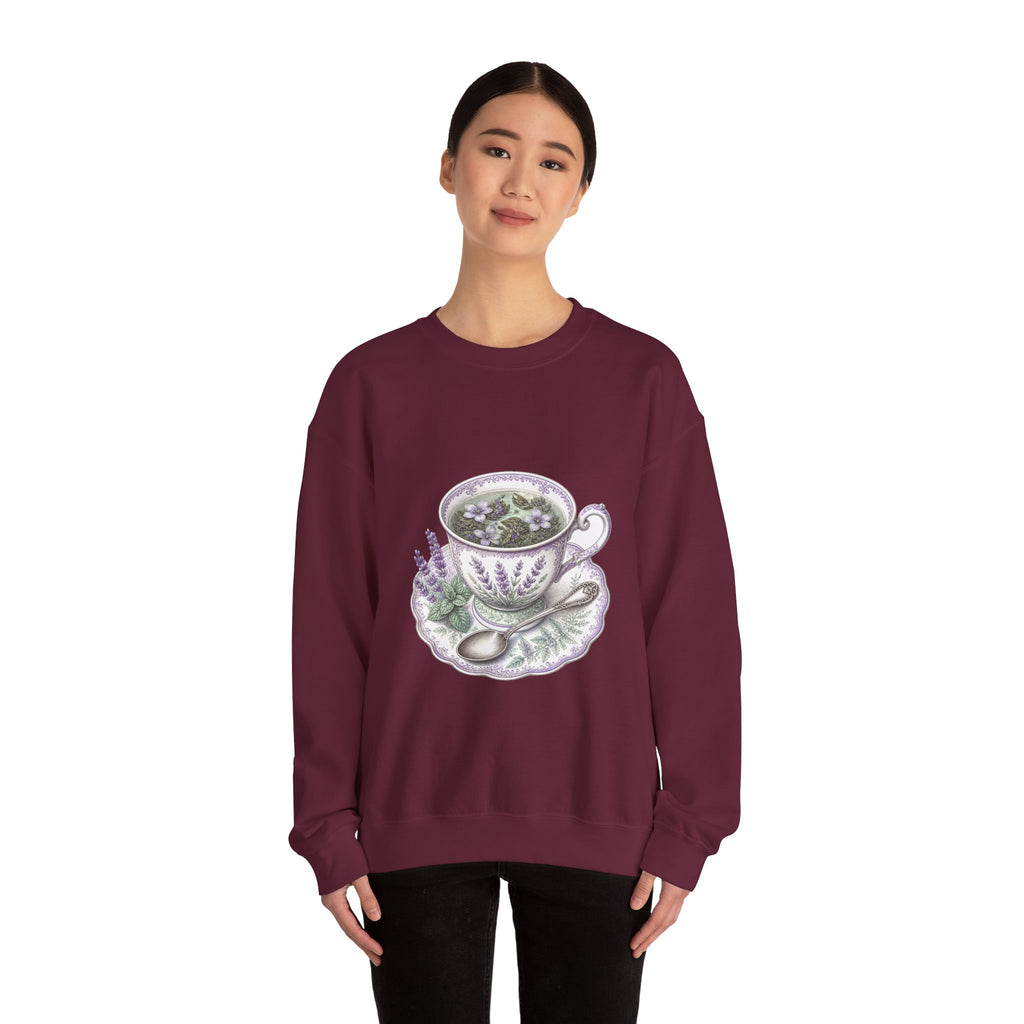 Matching Couple Sweatshirt - Coffee & Tea Matching Couple Premium Fleece Sweatshirt Vintage Art His Hers Honeymoon Gift - Design B