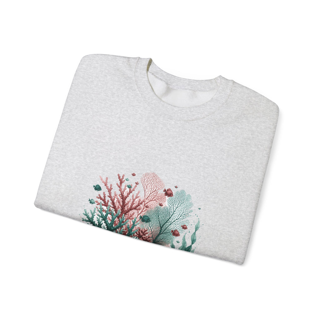 Matching Couple Sweatshirt - Coral Reef & Deep Sea Matching Couple Premium Fleece Sweatshirt Watercolor Art His Hers Birthday Gift - Design A