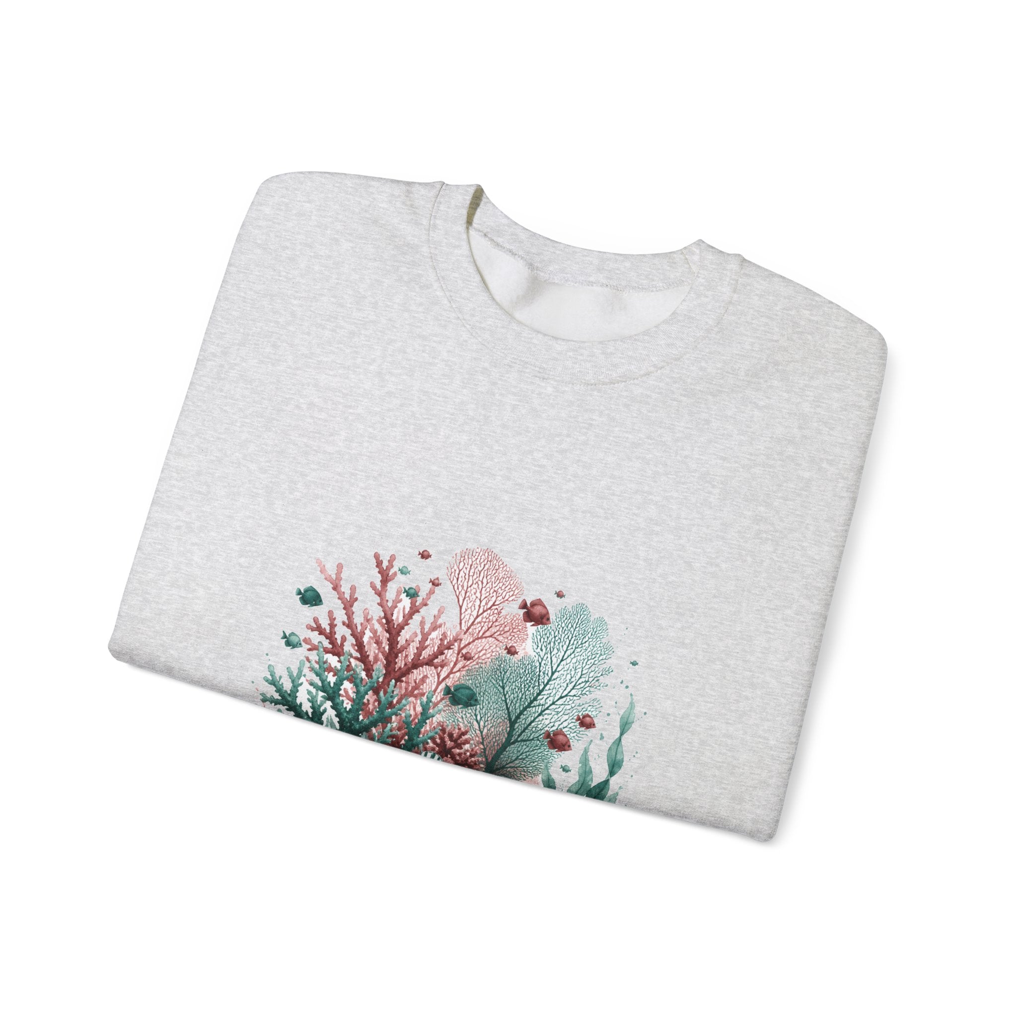 Matching Couple Sweatshirt - Coral Reef & Deep Sea Matching Couple Premium Fleece Sweatshirt Watercolor Art His Hers Birthday Gift - Design A
