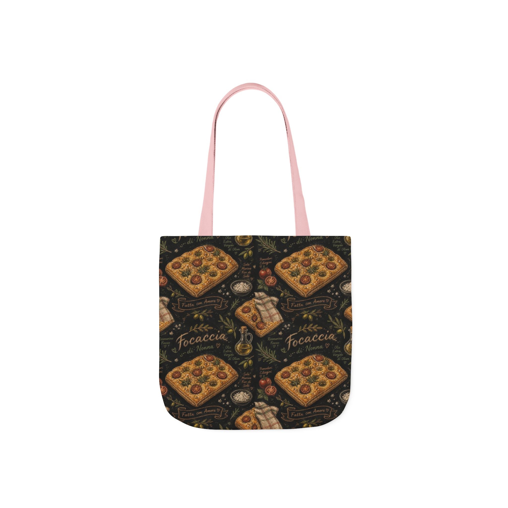 Focaccia Bread Canvas Tote Bag Mediterranean Kitchen Chalk Art Design Italian Cottagecore Gift