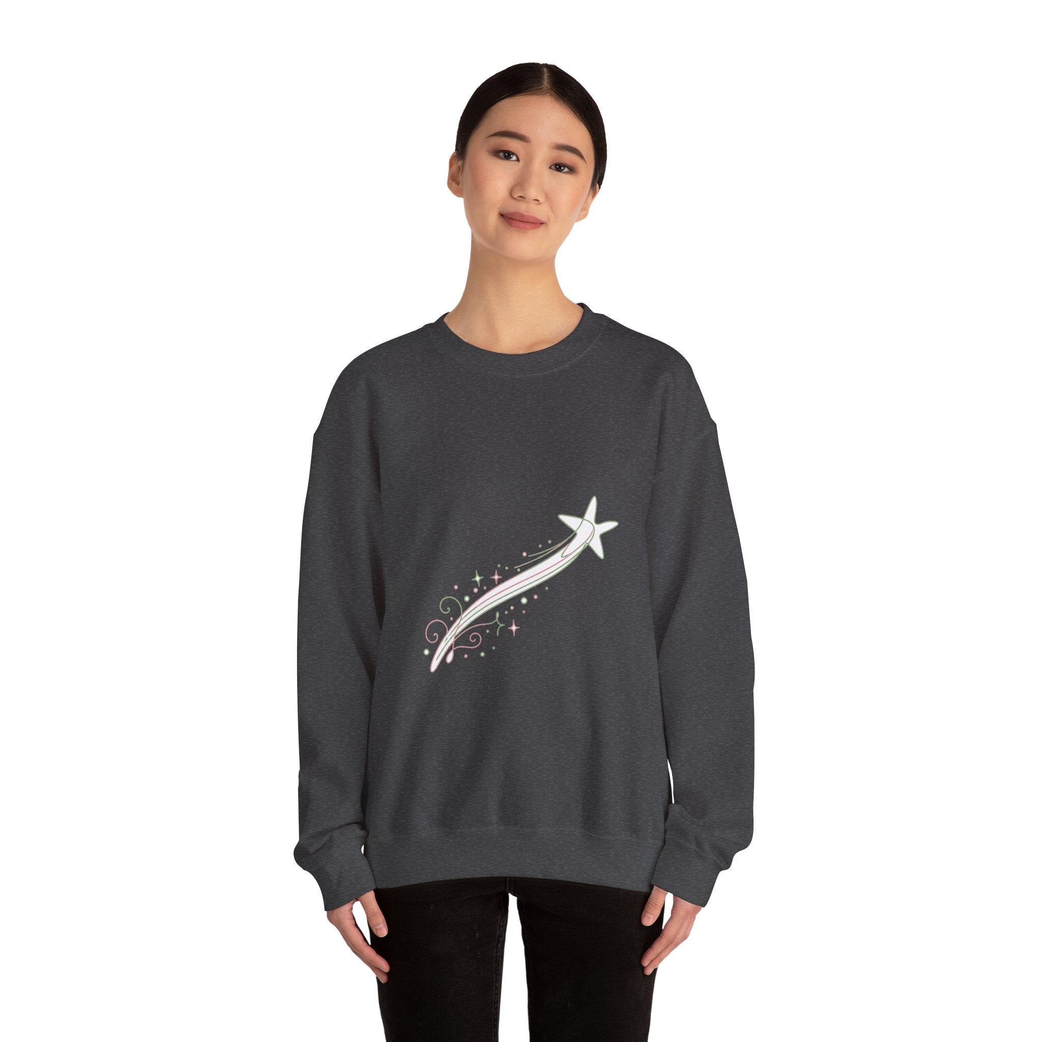 Matching Couple Sweatshirt - Shooting Star & North Star Matching Couple Premium Fleece Sweatshirt Minimalist Art His Hers Christmas Gift - Design A