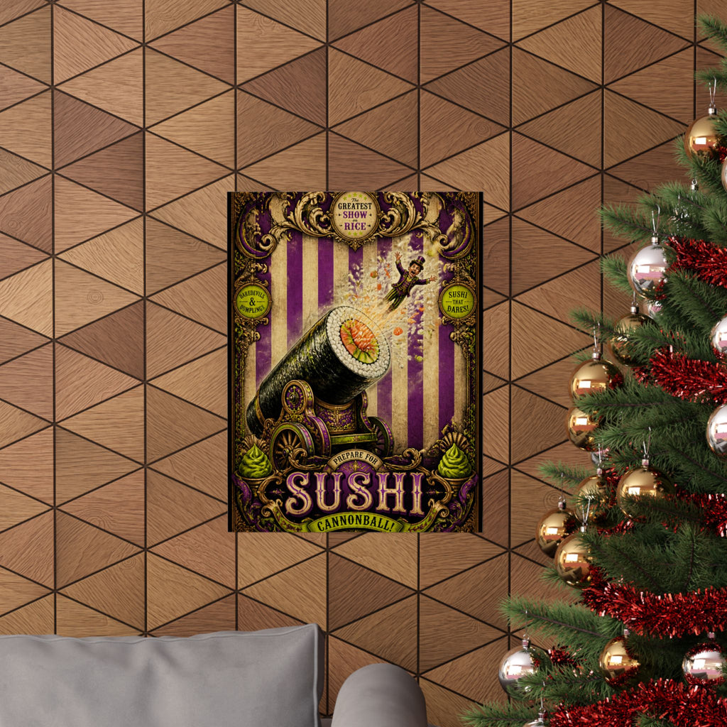 Sushi Roll Cannon Wall Art Poster 18×24 Baroque Home Office Decor Maximalist Print