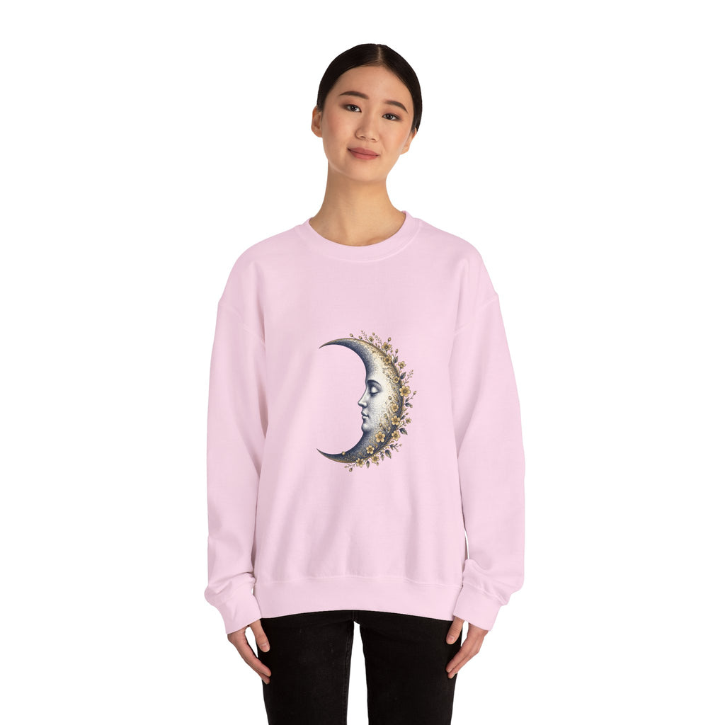Matching Couple Sweatshirt - Waxing & Waning Moon Matching Couple Premium Fleece Sweatshirt Vintage Art His Hers Honeymoon Gift - Design A
