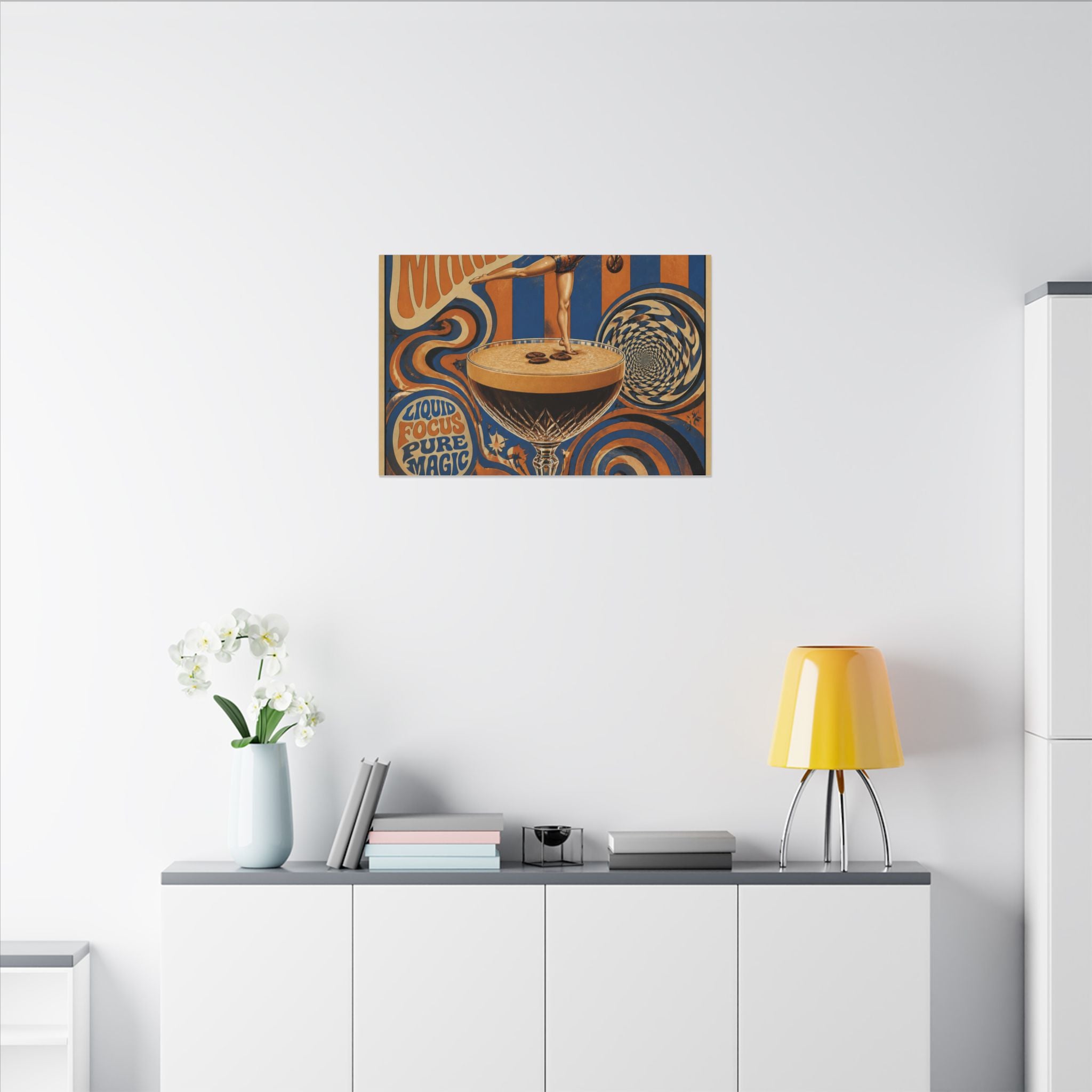Espresso Martini Acrobat Wall Art Canvas 16×20 Psychedelic Cafe Decor Maximalist Print