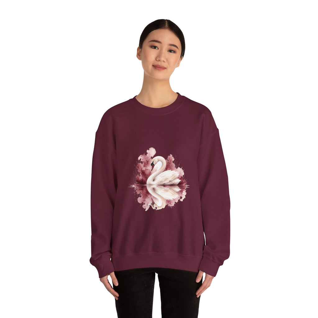 Matching Couple Sweatshirt - Raven & Swan Matching Couple Premium Fleece Sweatshirt Watercolor Art His Hers Birthday Gift - Design B