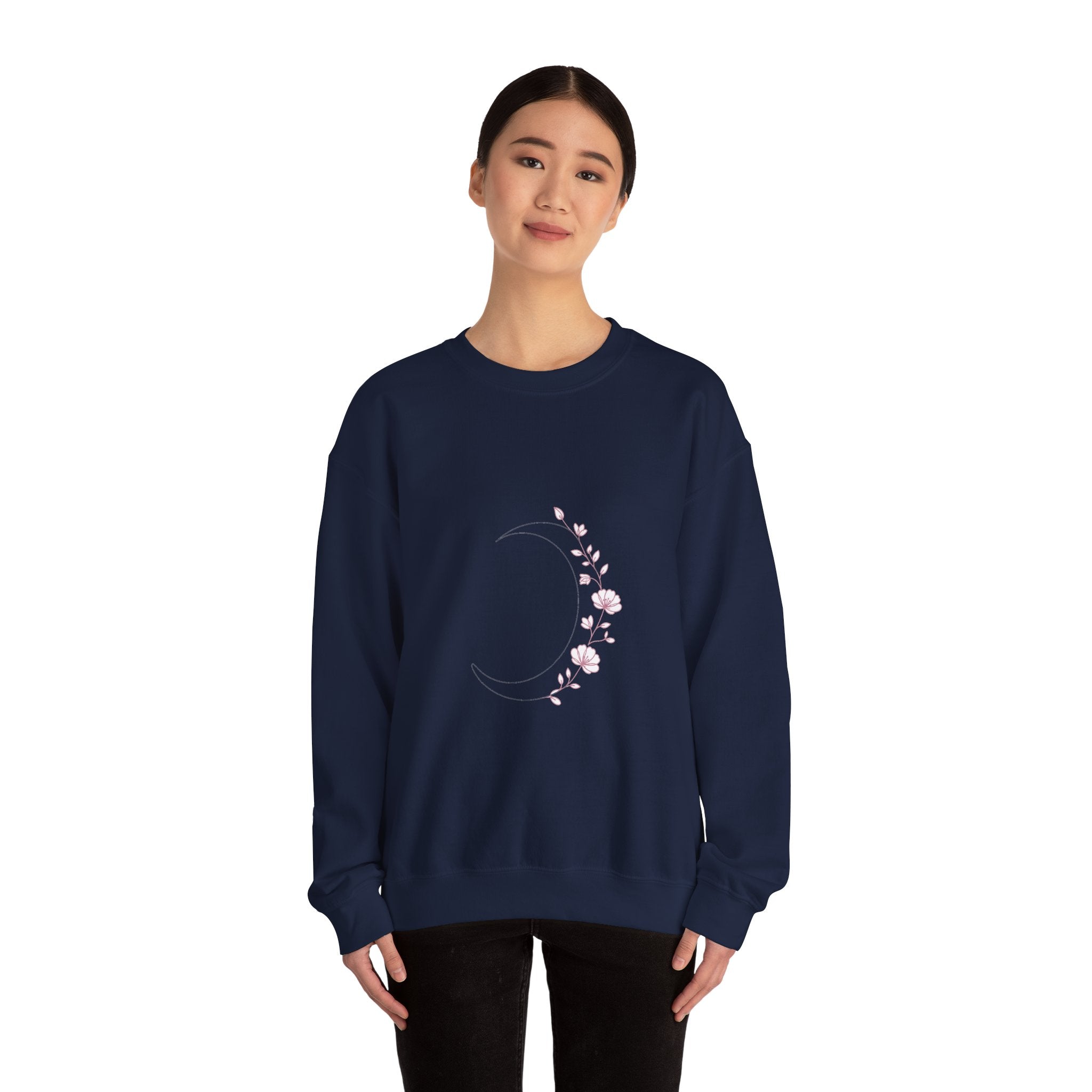 Matching Couple Sweatshirt - Waxing & Waning Moon Matching Couple Comfort Colors Crew Minimalist Art His Hers Christmas Gift - Design A