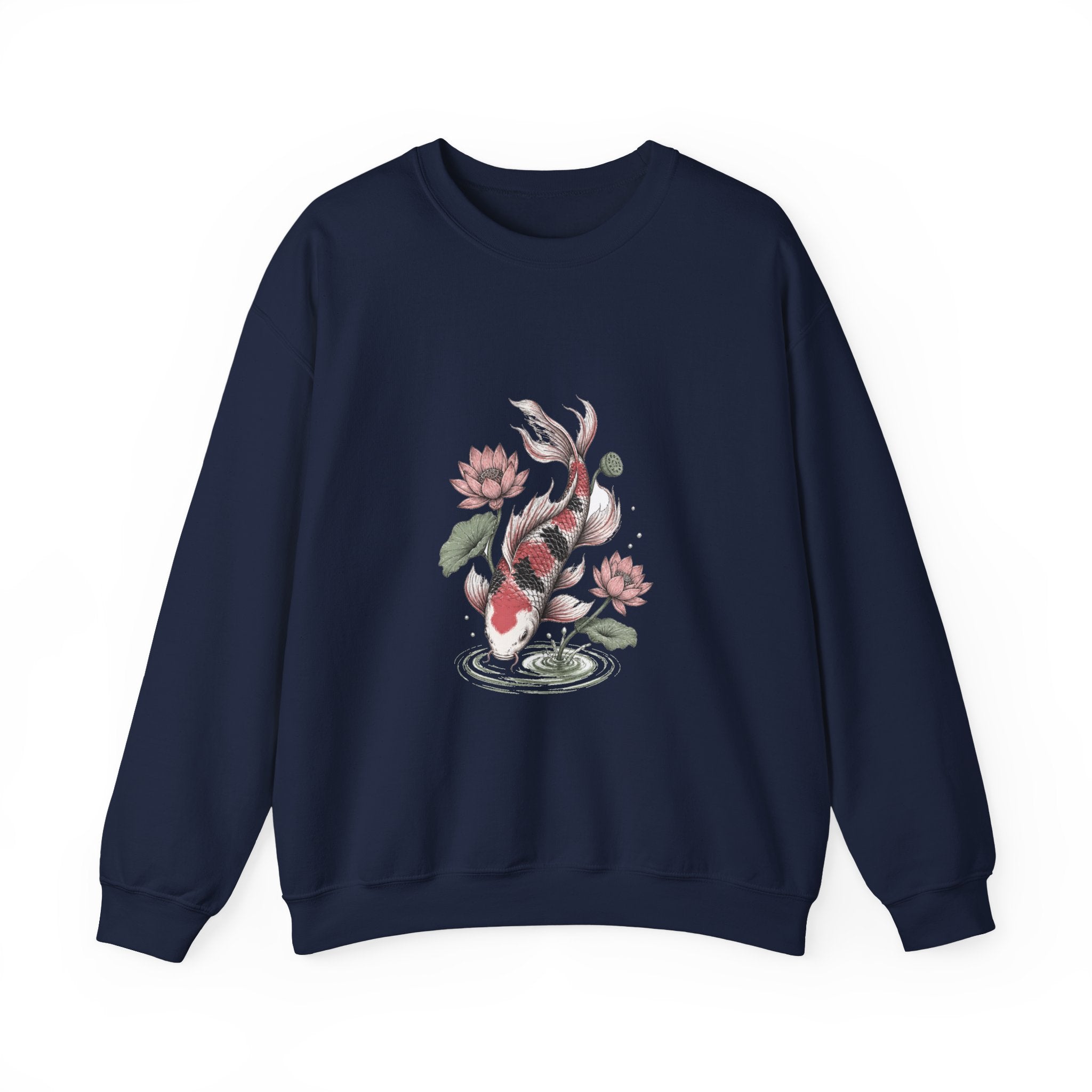 Matching Couple Sweatshirt - Koi Fish Yin Yang Matching Couple Premium Fleece Sweatshirt Hand-Drawn Art His Hers Anniversary Gift - Design B