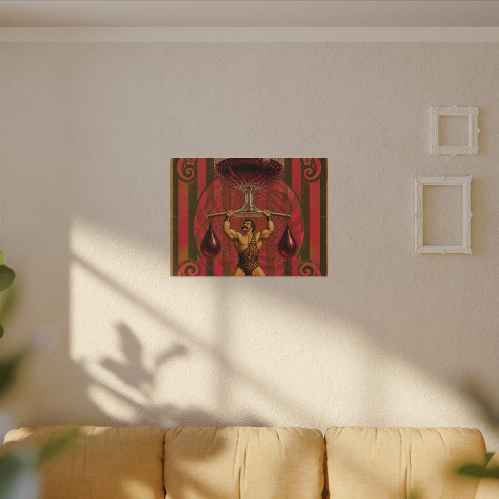 Wine Glass Strongman Wall Art Canvas 24×36 Psychedelic Dining Room Decor Maximalist Print