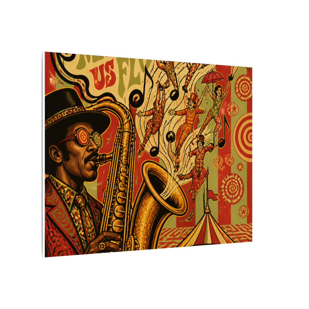 Saxophone Music Circus Wall Art Canvas 24×36 Psychedelic Dining Room Decor Maximalist Print