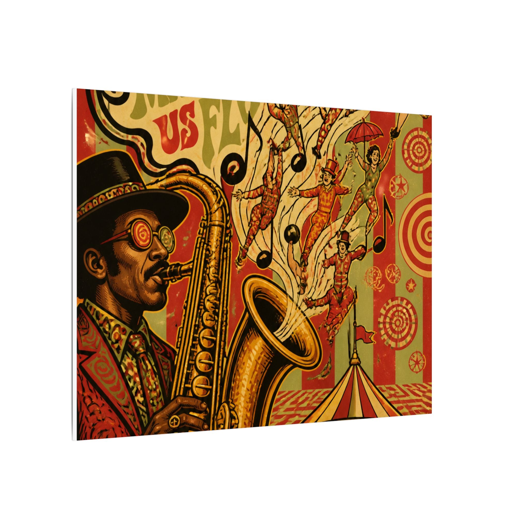 Saxophone Music Circus Wall Art Canvas 24×36 Psychedelic Dining Room Decor Maximalist Print