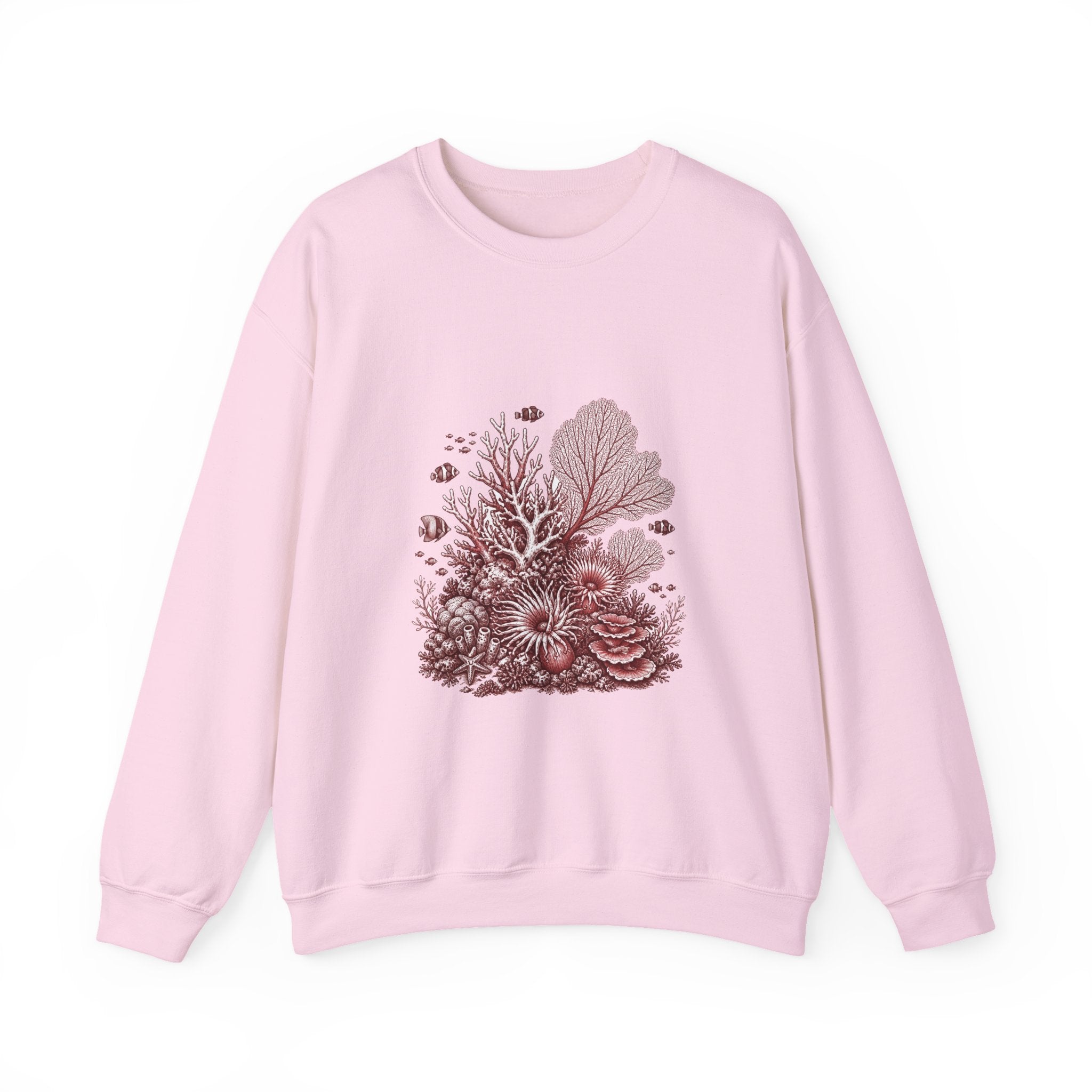 Matching Couple Sweatshirt - Coral Reef & Deep Sea Matching Couple Premium Fleece Sweatshirt Hand-Drawn Art His Hers Anniversary Gift - Design A