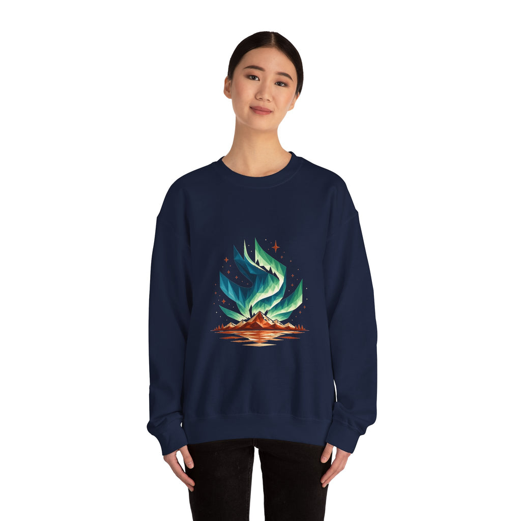 Matching Couple Sweatshirt - Aurora & Southern Cross Matching Couple Premium Fleece Sweatshirt Geometric Art His Hers Love Gift - Design A