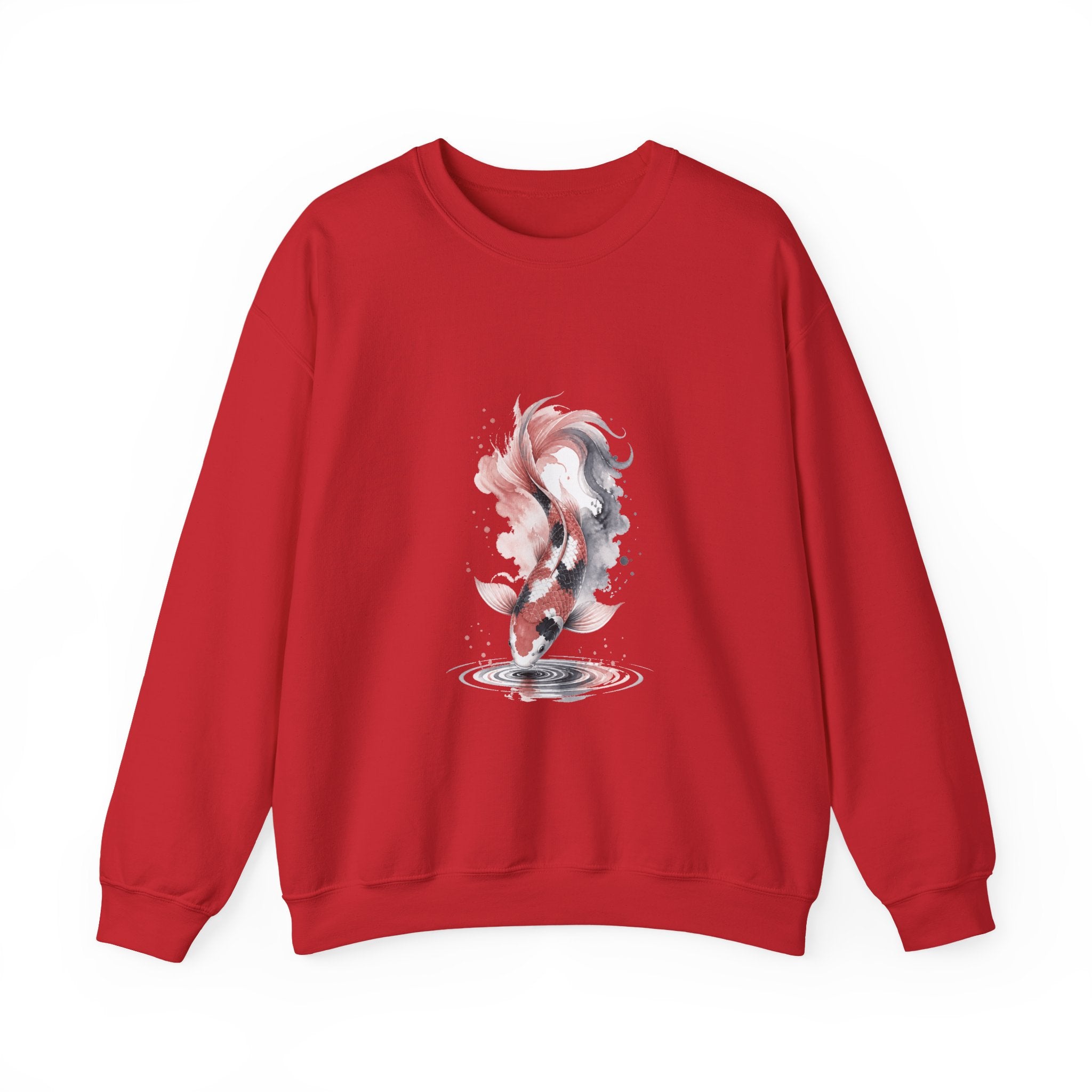 Matching Couple Sweatshirt - Koi Fish Yin Yang Matching Couple Crewneck Sweatshirt Watercolor Art His Hers Engagement Gift - Design B