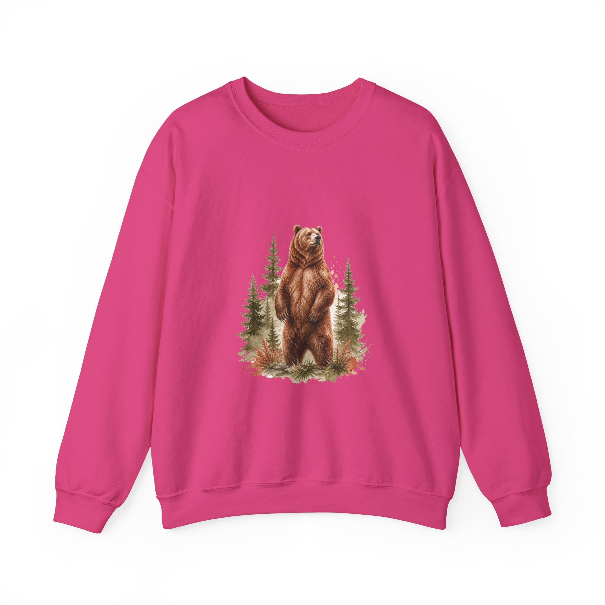 Matching Couple Sweatshirt - Bear & Deer Matching Couple Crewneck Sweatshirt Watercolor Art His Hers Engagement Gift - Design A