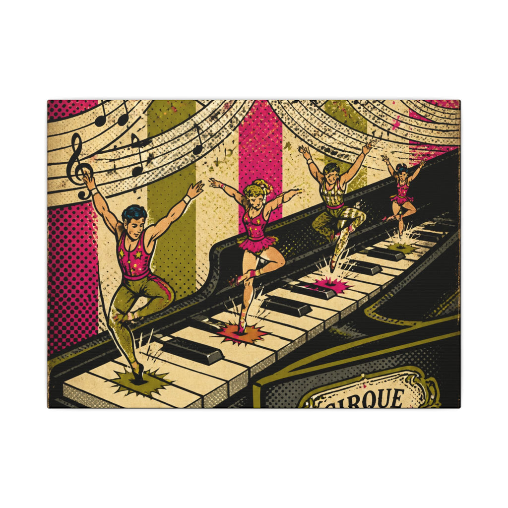 Grand Piano Acrobats Wall Art Canvas 16×20 Pop Art Living Room Decor Maximalist Print