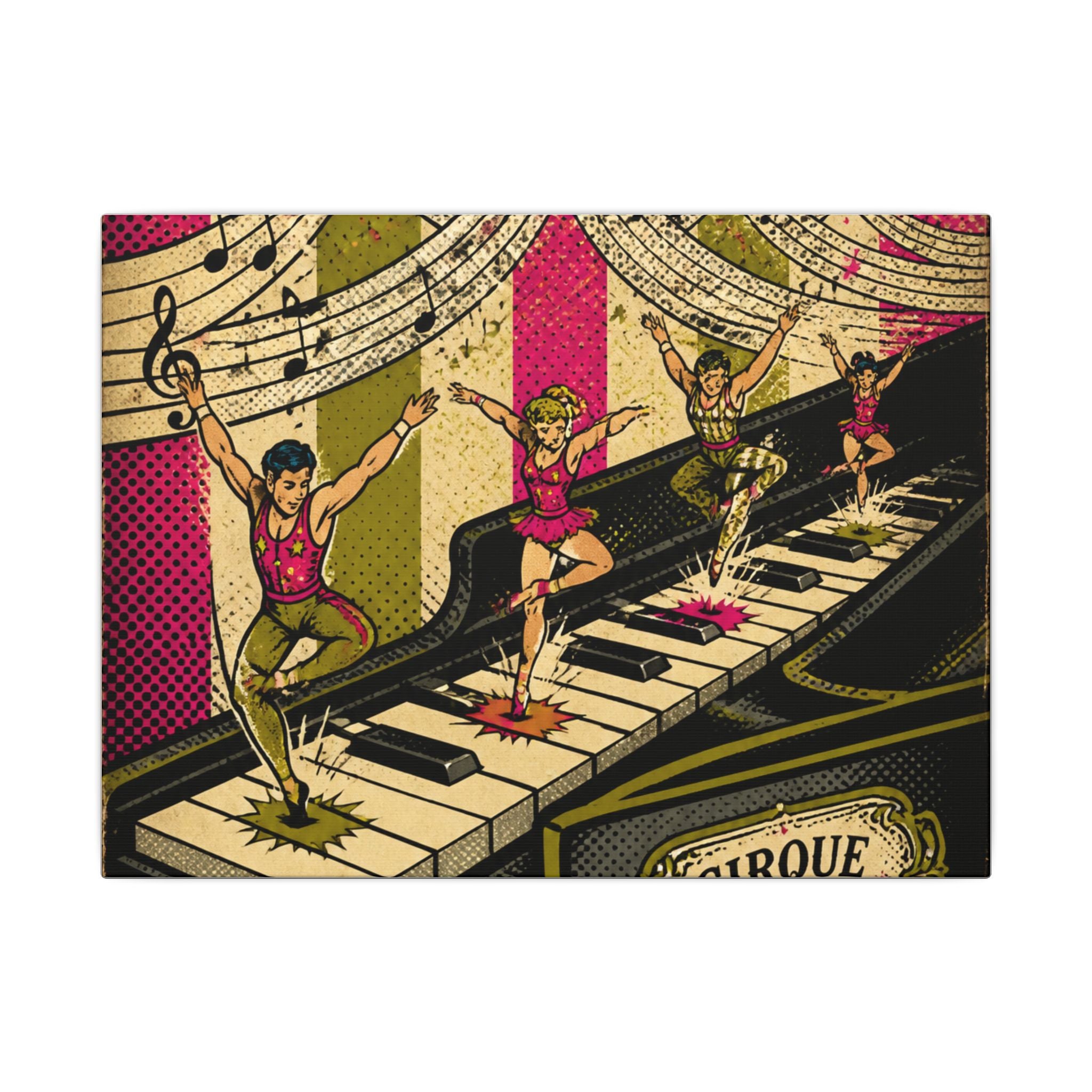 Grand Piano Acrobats Wall Art Canvas 16×20 Pop Art Living Room Decor Maximalist Print