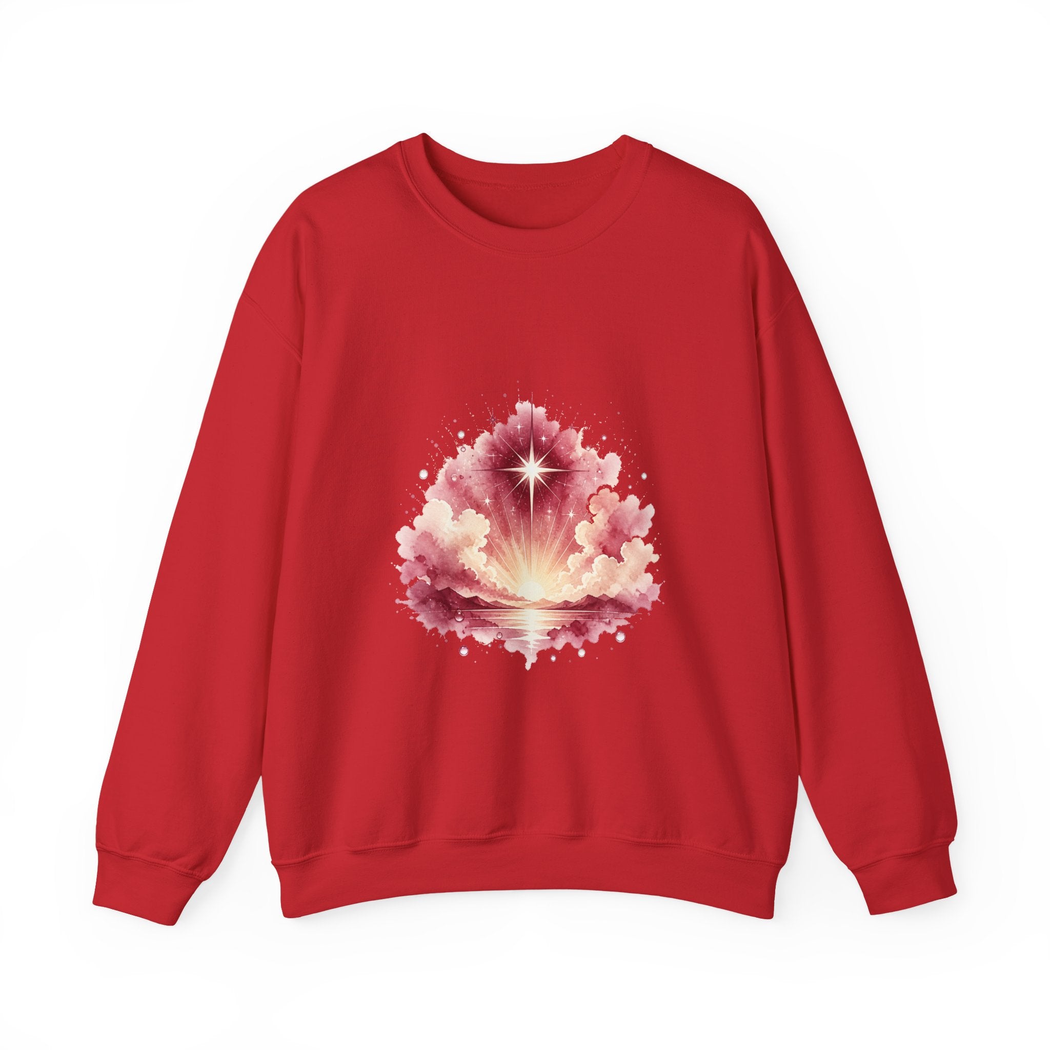 Matching Couple Sweatshirt - Evening & Morning Star Matching Couple Crewneck Sweatshirt Watercolor Art His Hers Engagement Gift - Design B