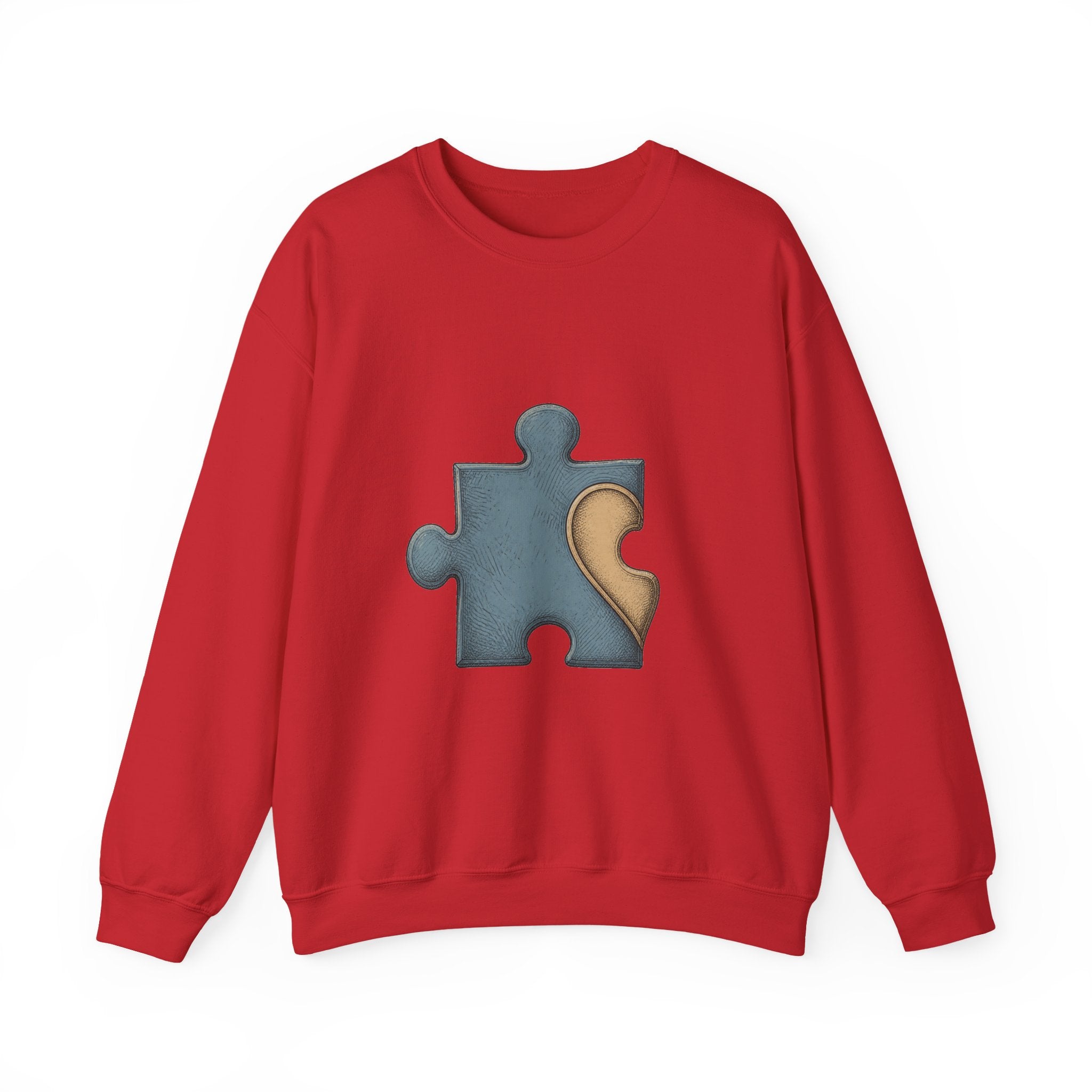 Matching Couple Sweatshirt - Puzzle Pieces Matching Couple Comfort Colors Crew Hand-Drawn Art His Hers Anniversary Gift - Design A