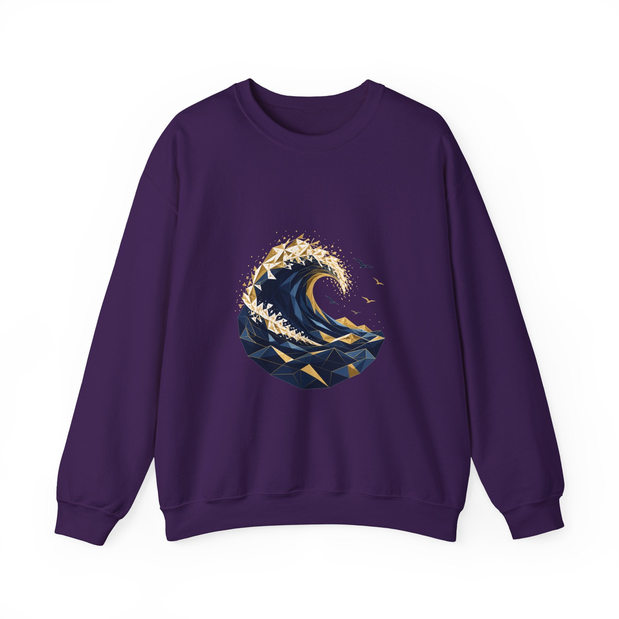 Matching Couple Sweatshirt - Mountain & Ocean Matching Couple Crewneck Sweatshirt Geometric Art His Hers Couple Gift - Design B