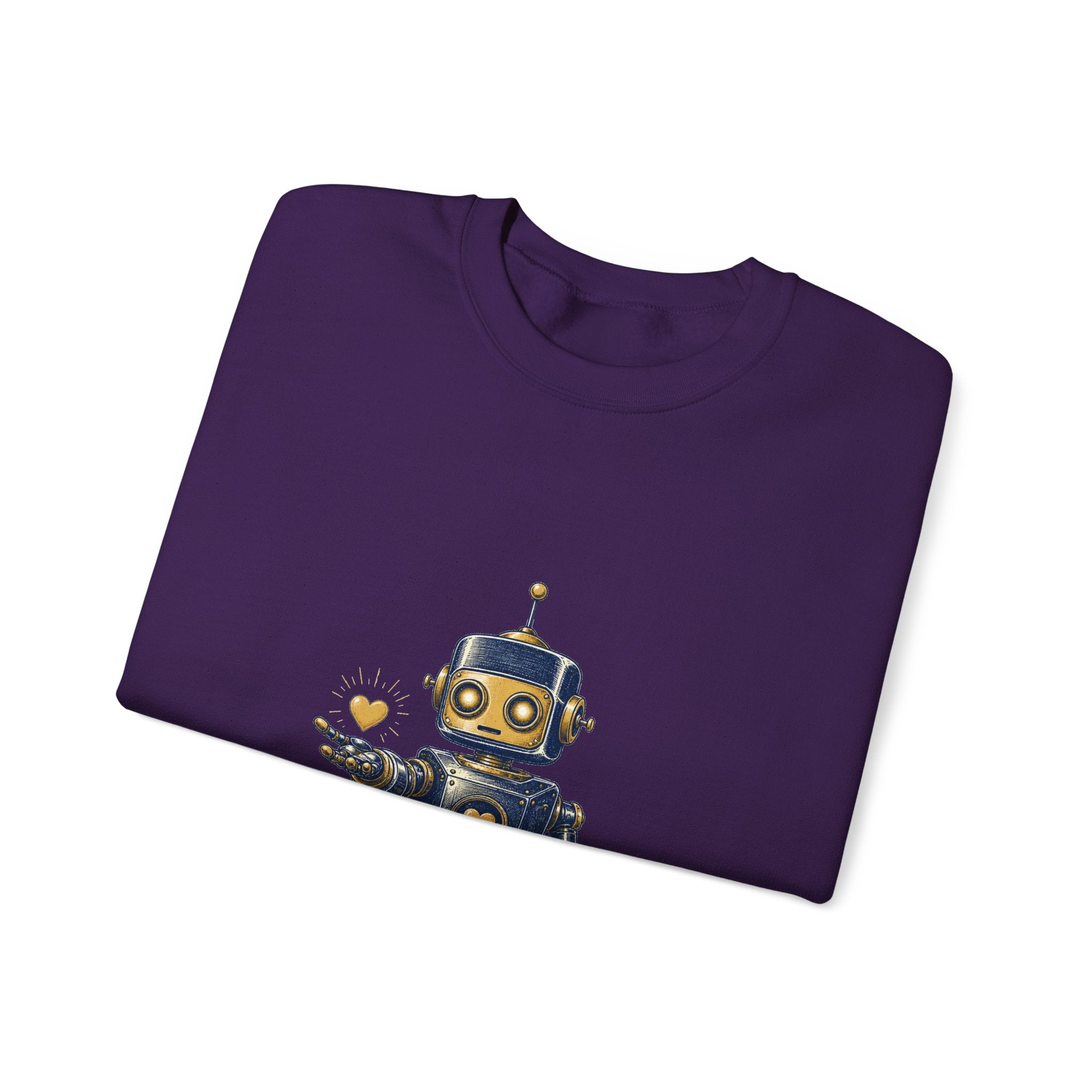 Matching Couple Sweatshirt - Robot & Heart Matching Couple Comfort Colors Crew Hand-Drawn Art His Hers Anniversary Gift - Design A