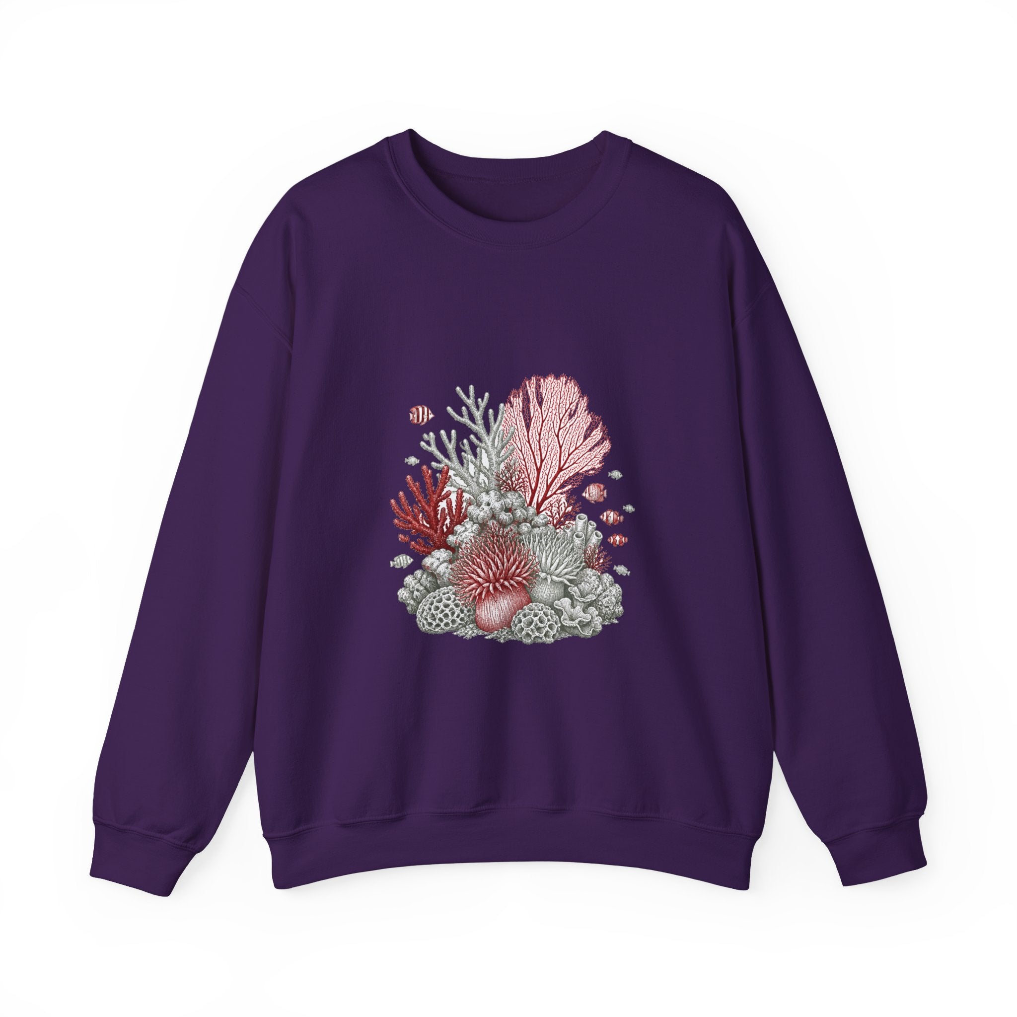 Matching Couple Sweatshirt - Coral Reef & Deep Sea Matching Couple Comfort Colors Crew Hand-Drawn Art His Hers Anniversary Gift - Design A