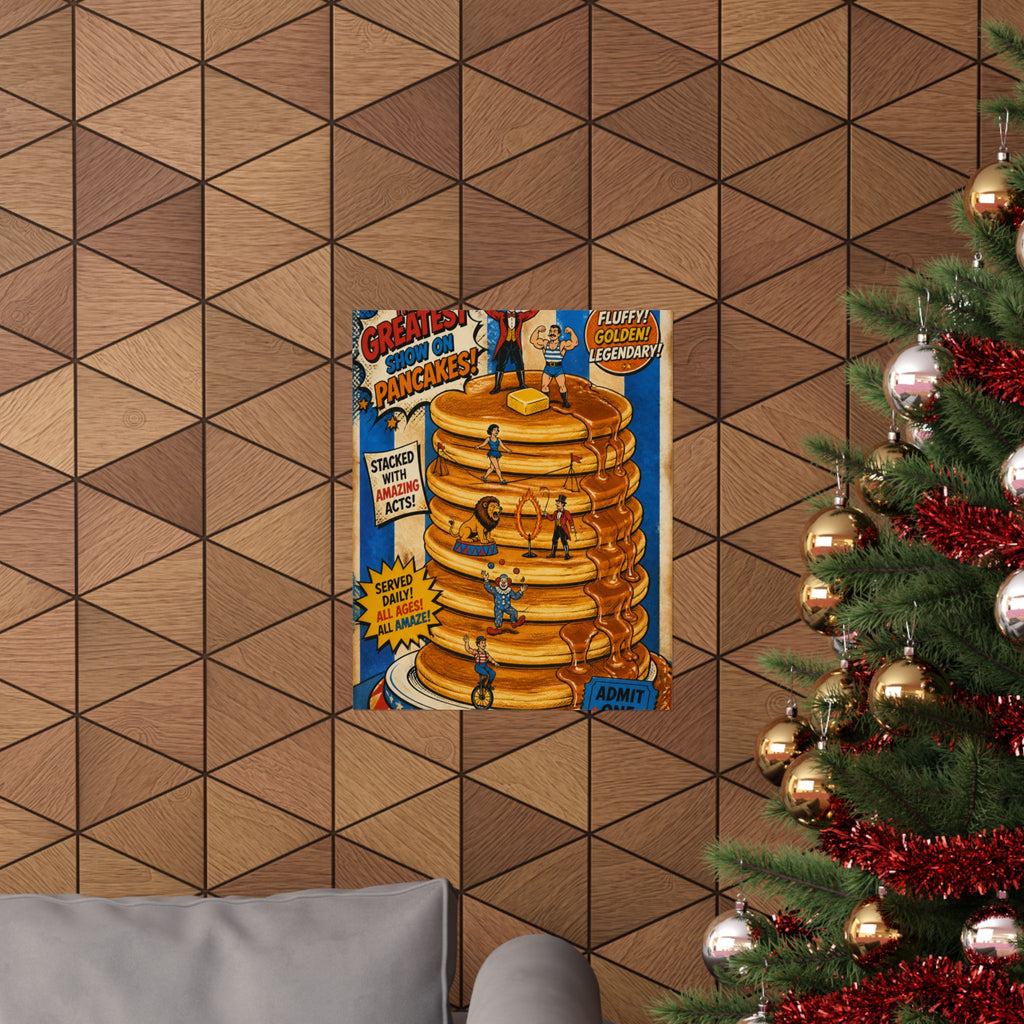 Pancake Stack Platform Wall Art Poster 24×36 Pop Art Restaurant Decor Maximalist Print