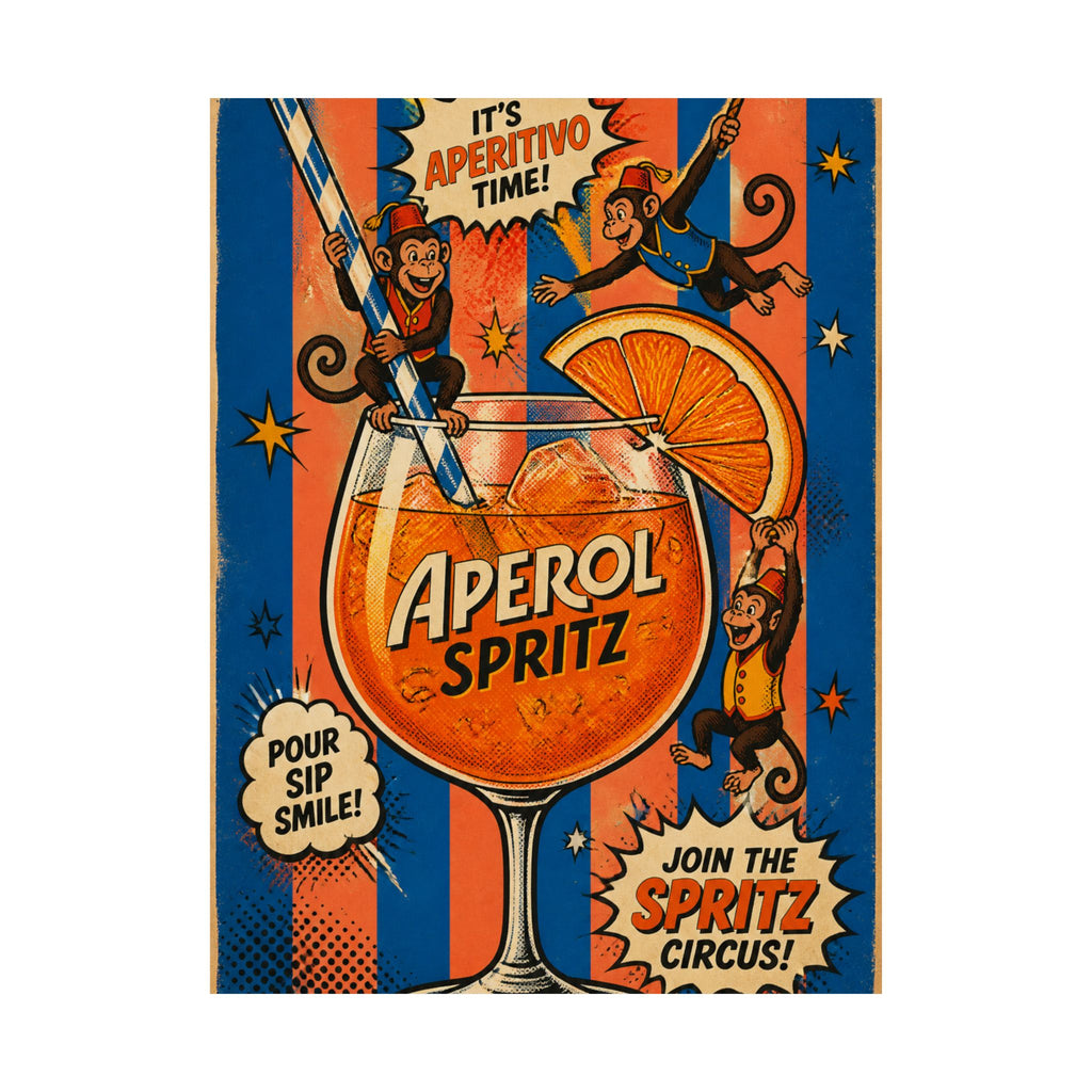 Aperol Spritz Monkeys Wall Art Poster 18×24 Pop Art Living Room Decor Maximalist Print