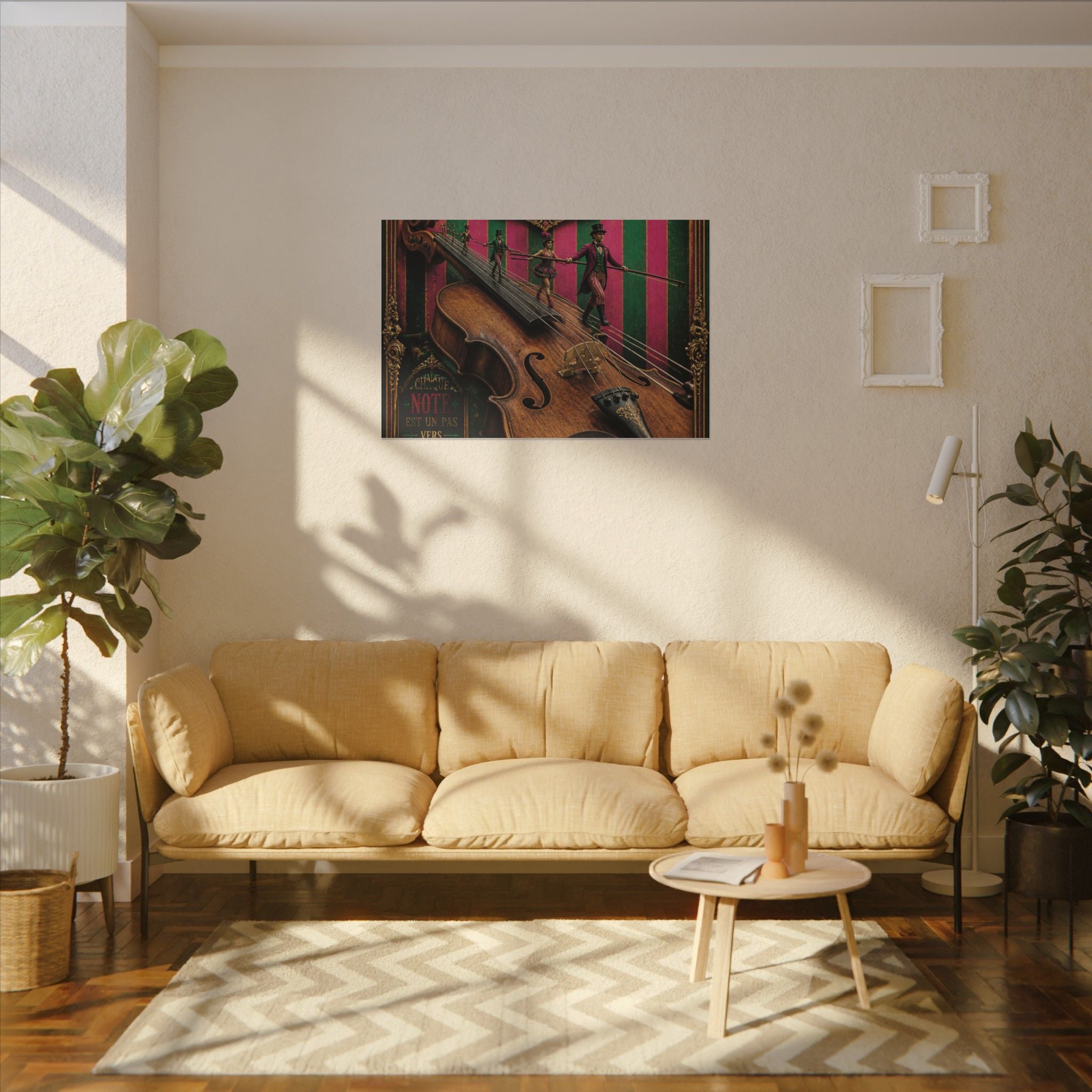 Violin Tightrope Bridge Wall Art Canvas 16×20 Baroque Home Office Decor Maximalist Print