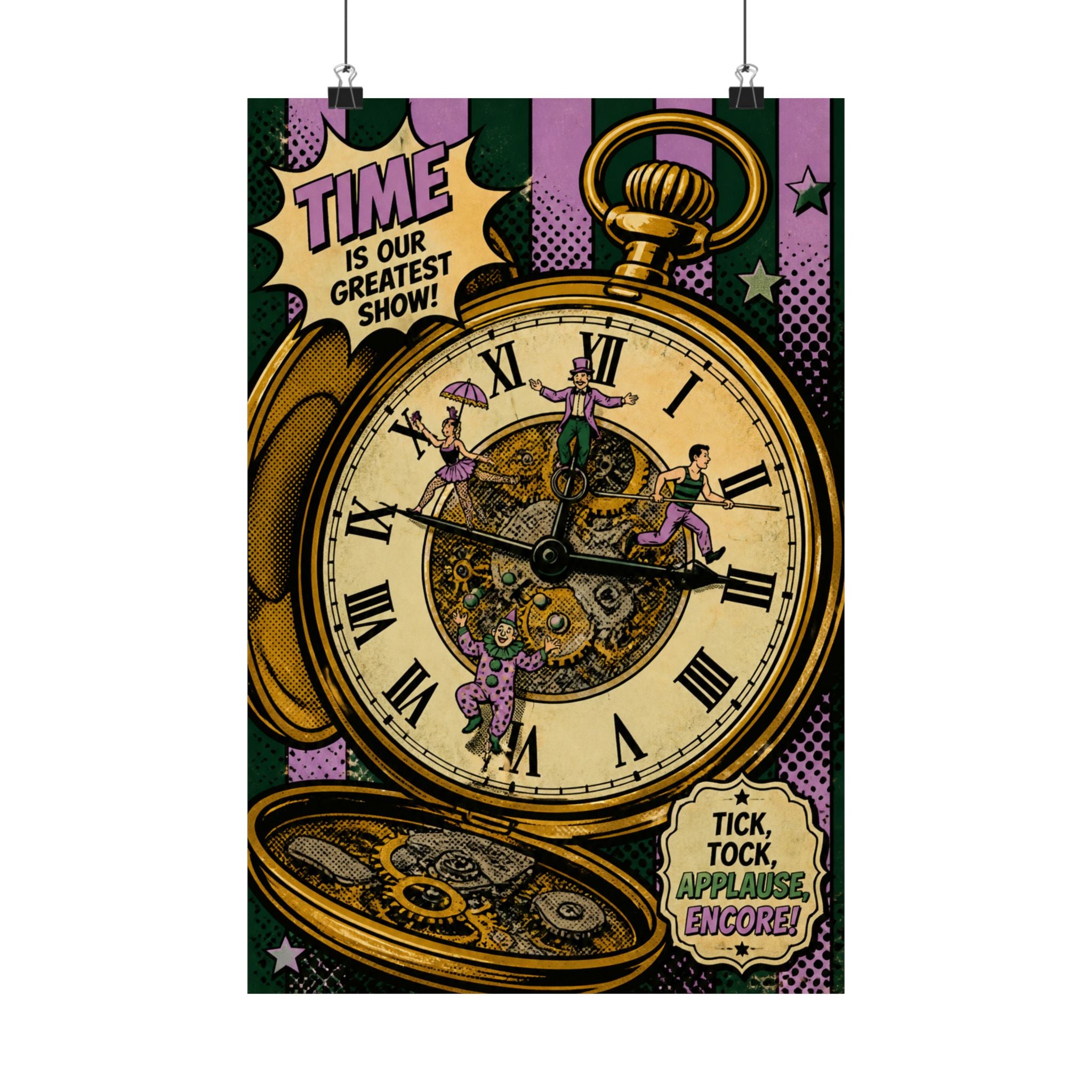Pocket Watch Performers Wall Art Poster 24×36 Pop Art Restaurant Decor Maximalist Print