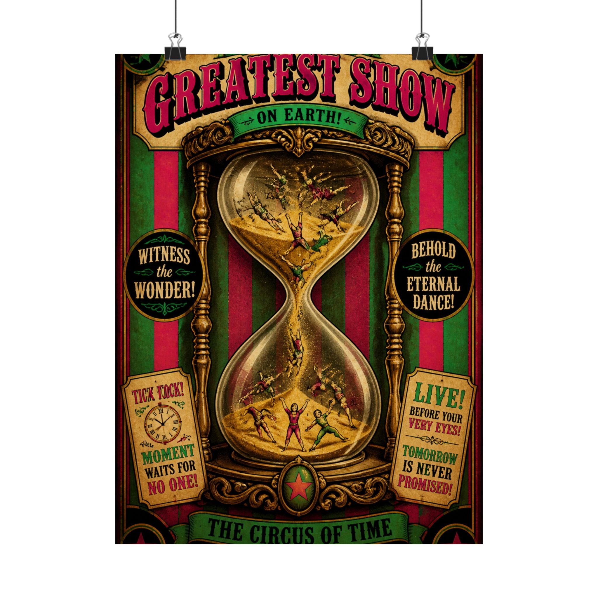 Hourglass Acrobats Wall Art Poster 18×24 Vintage Circus Kitchen Decor Maximalist Print