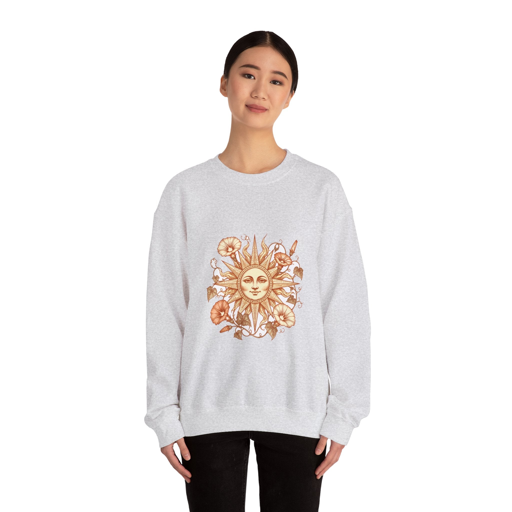 Matching Couple Sweatshirt - Sun & Moon Matching Couple Comfort Colors Crew Hand-Drawn Art His Hers Anniversary Gift - Design B
