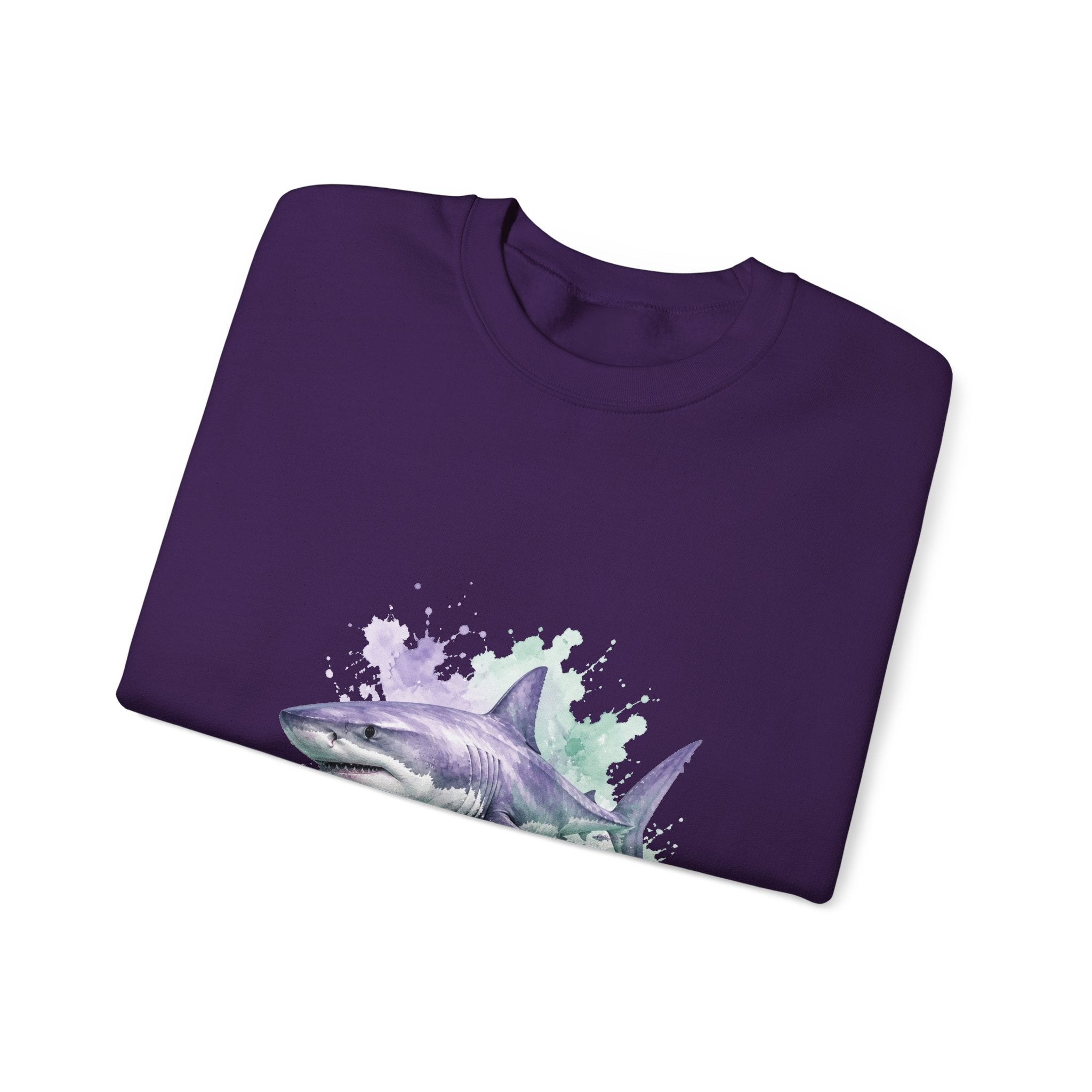 Matching Couple Sweatshirt - Shark & Dolphin Matching Couple Premium Fleece Sweatshirt Watercolor Art His Hers Birthday Gift - Design A