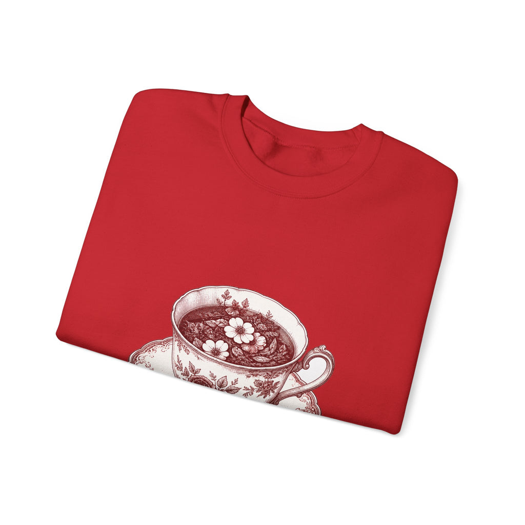 Matching Couple Sweatshirt - Coffee & Tea Matching Couple Comfort Colors Crew Hand-Drawn Art His Hers Anniversary Gift - Design B