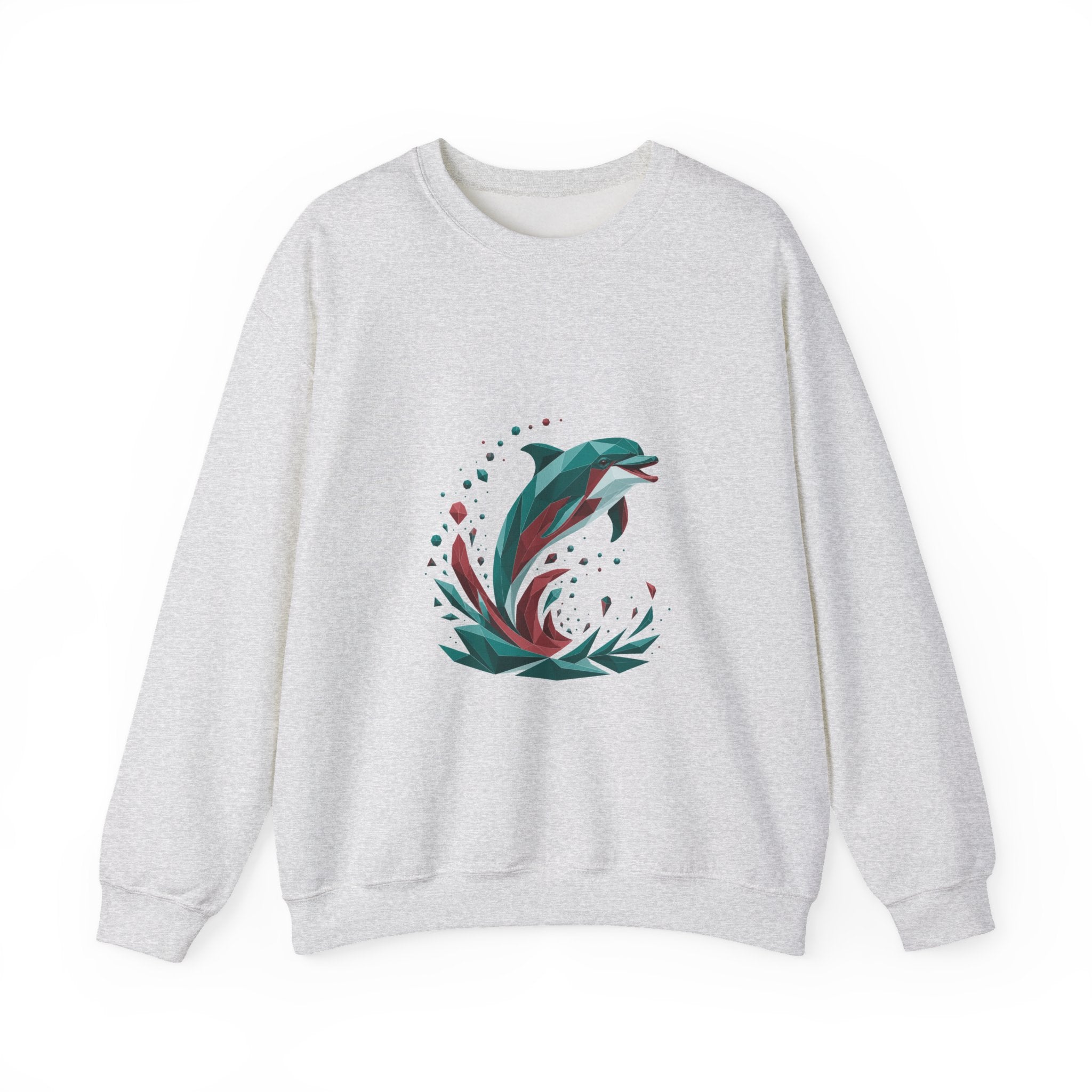 Matching Couple Sweatshirt - Shark & Dolphin Matching Couple Comfort Colors Crew Geometric Art His Hers Love Gift - Design B