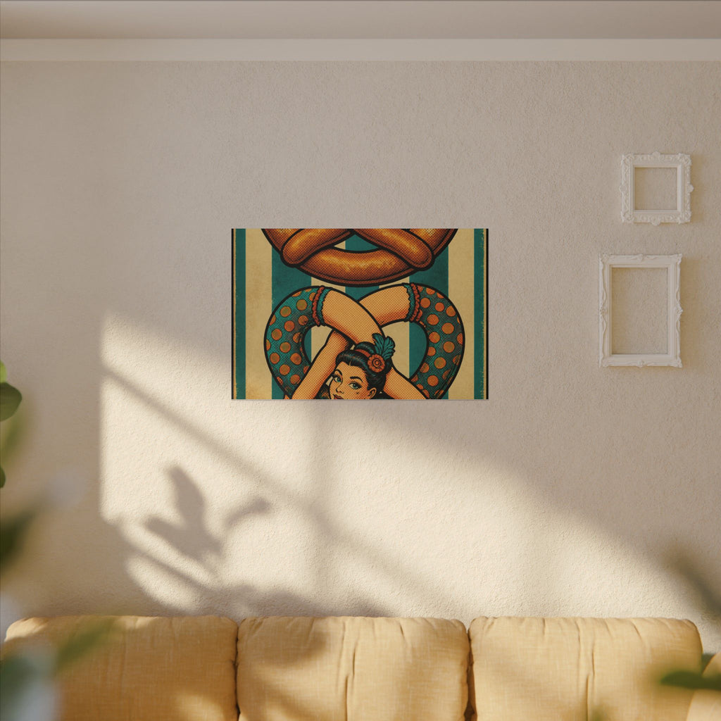Pretzel Contortionist Wall Art Canvas 24×36 Pop Art Restaurant Decor Maximalist Print