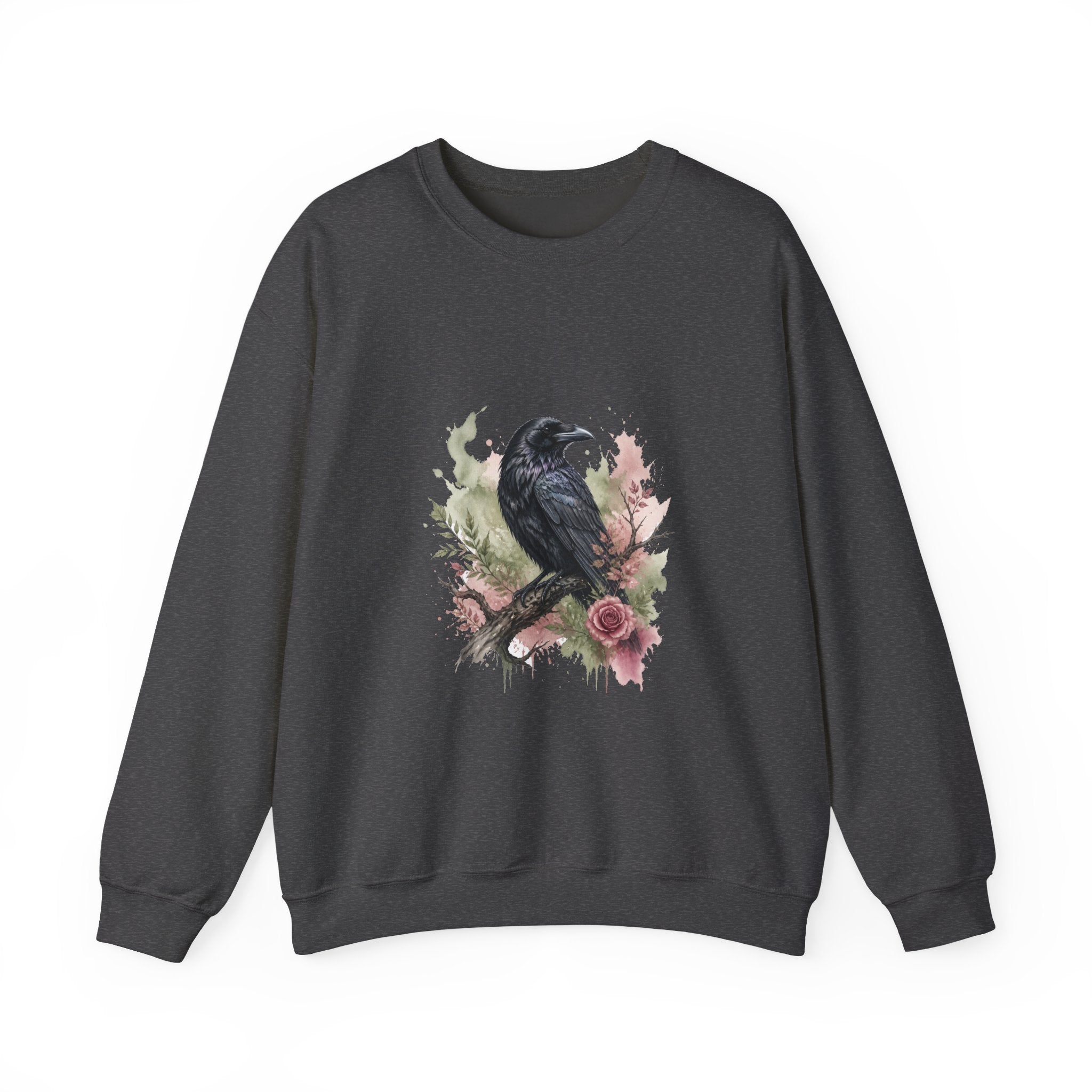 Matching Couple Sweatshirt - Raven & Swan Matching Couple Crewneck Sweatshirt Watercolor Art His Hers Engagement Gift - Design A