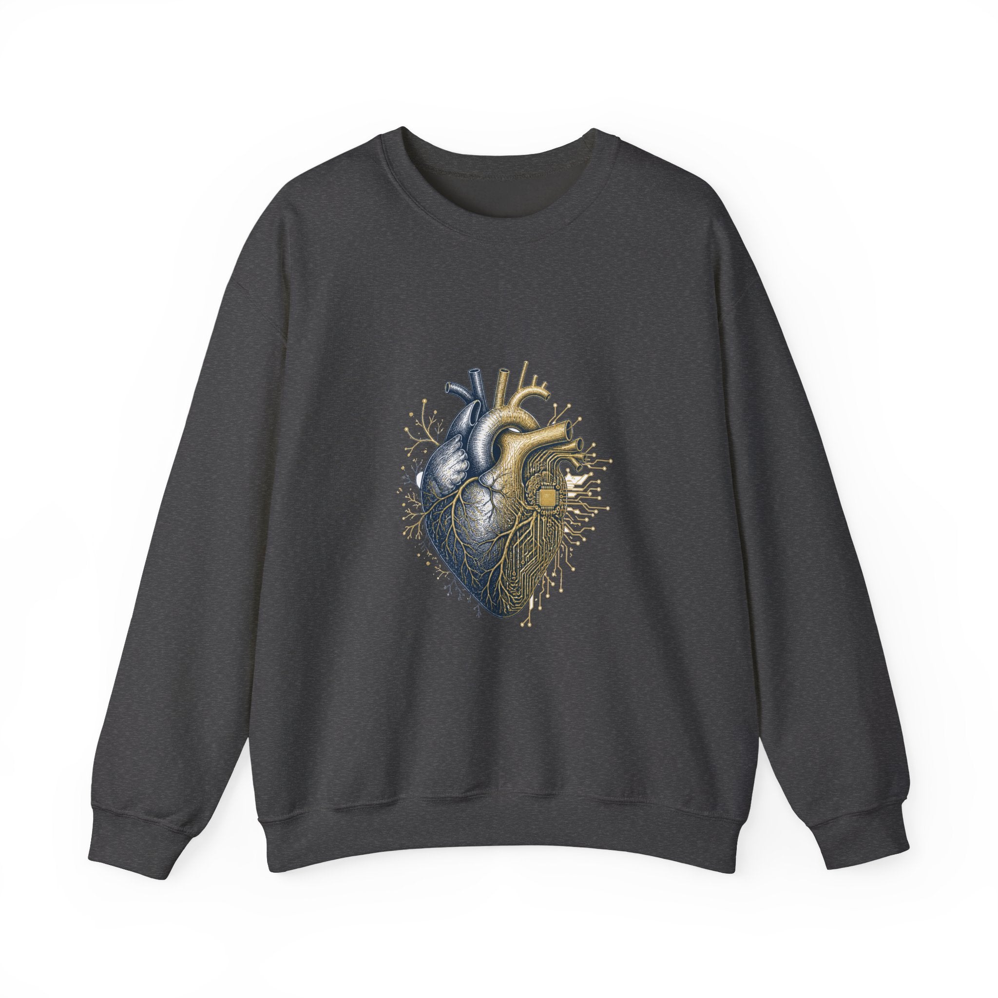 Matching Couple Sweatshirt - Robot & Heart Matching Couple Comfort Colors Crew Hand-Drawn Art His Hers Anniversary Gift - Design B