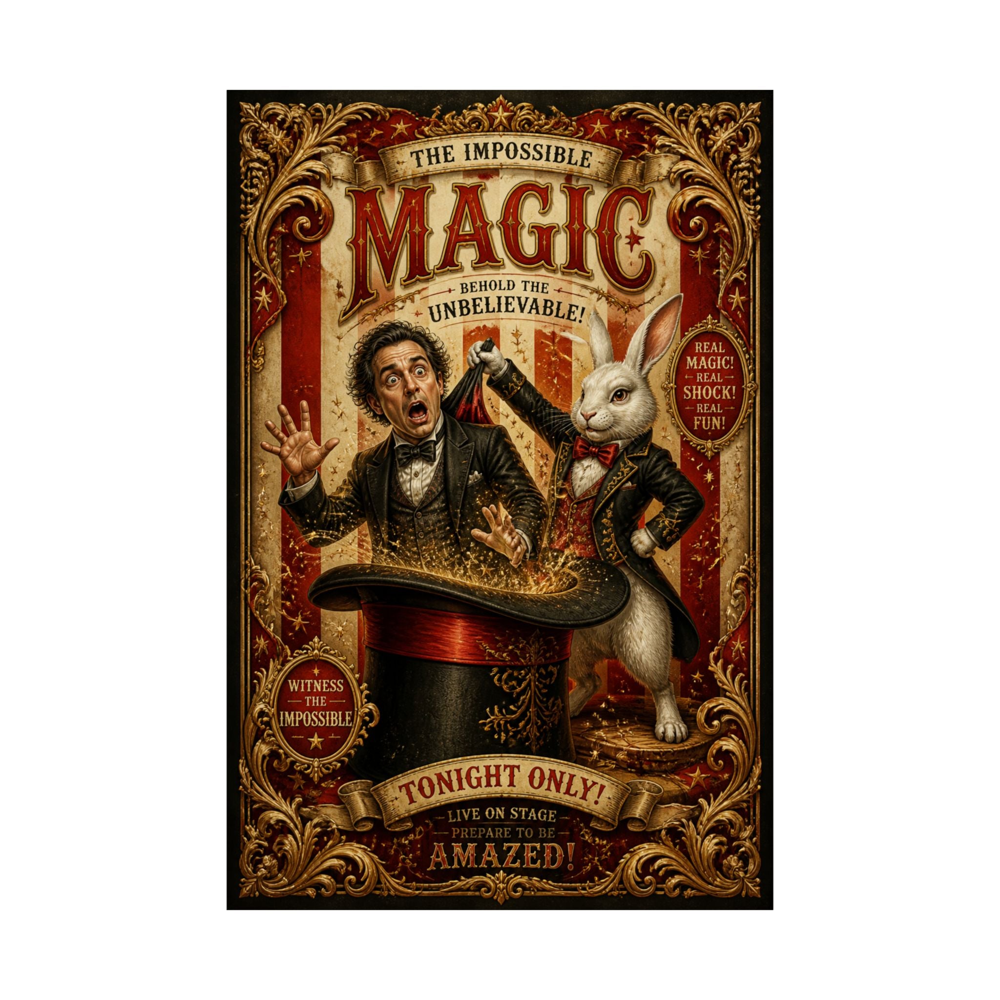 Magic Hat Rabbit Wall Art Poster 24×36 Baroque Studio Decor Maximalist Print
