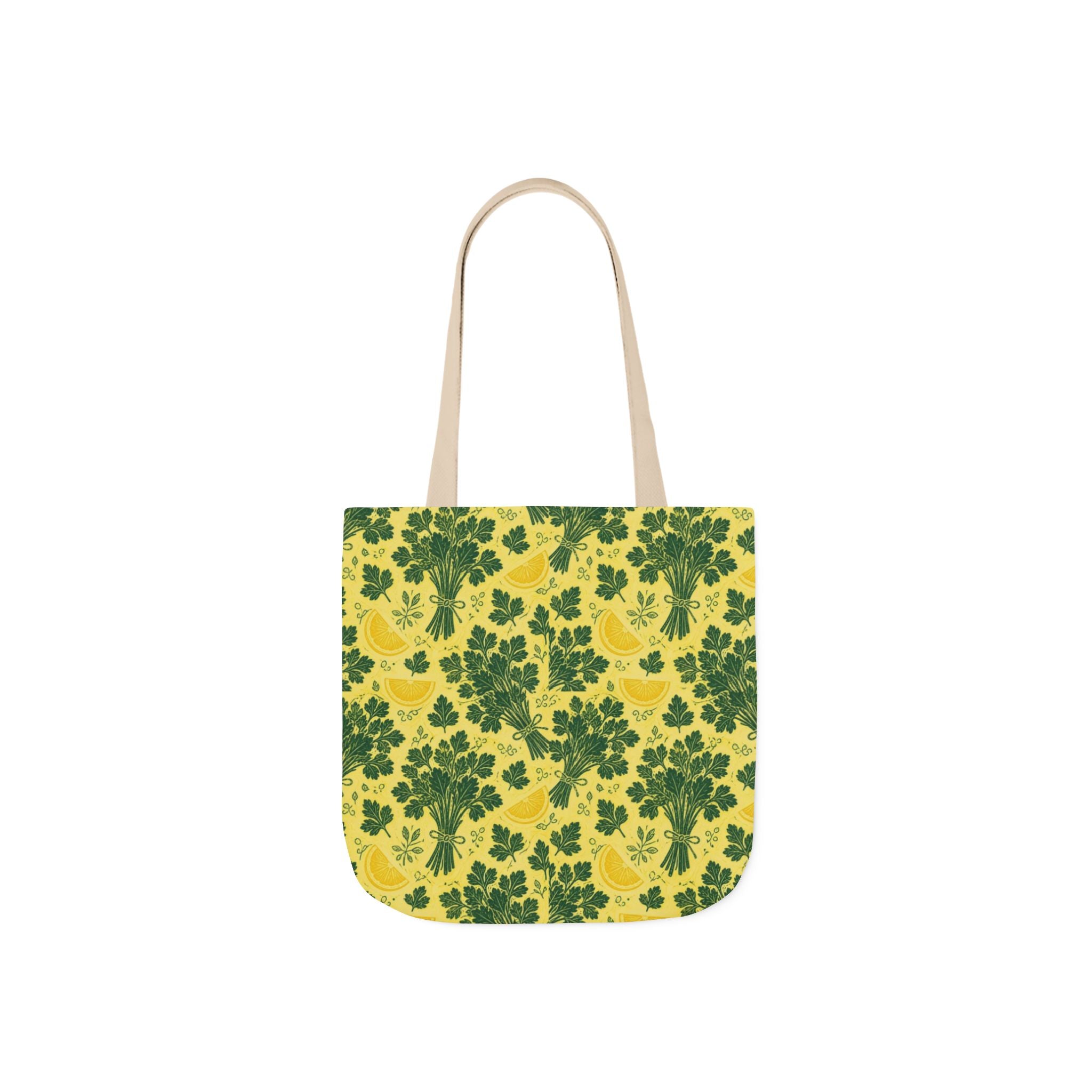 Fresh Parsley Canvas Tote Bag Mediterranean Kitchen Linocut Design Italian Cottagecore Gift