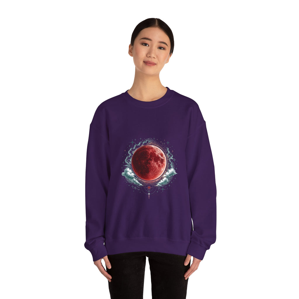 Matching Couple Sweatshirt - Solar & Lunar Eclipse Matching Couple Premium Fleece Sweatshirt Hand-Drawn Art His Hers Anniversary Gift - Design B
