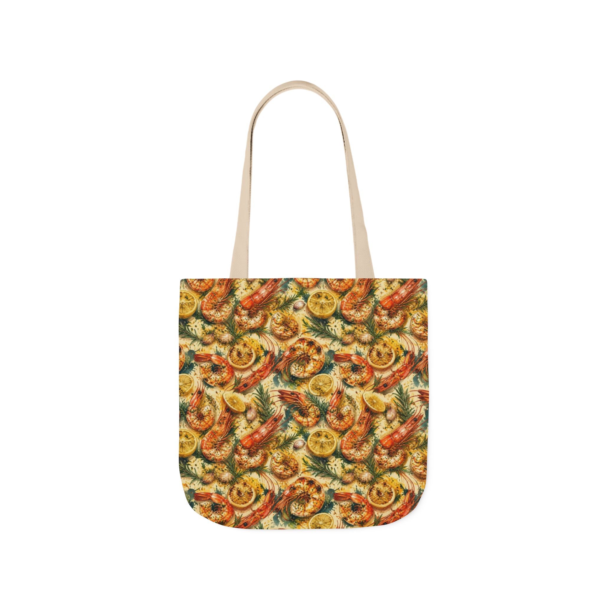 Mediterranean Shrimp Canvas Tote Bag Mediterranean Kitchen Watercolor Splash Design Italian Cottagecore Gift