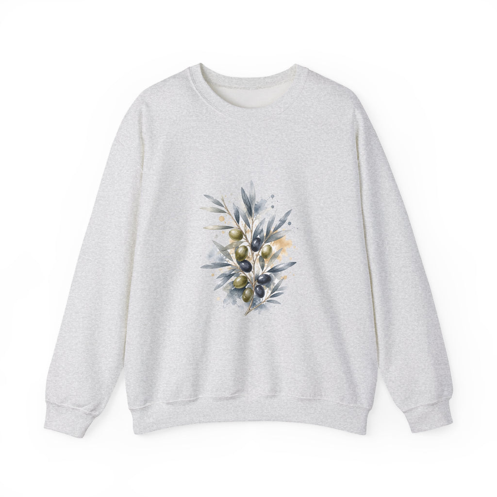 Matching Couple Sweatshirt - Olive Branch & Fig Matching Couple Crewneck Sweatshirt Watercolor Art His Hers Engagement Gift - Design A